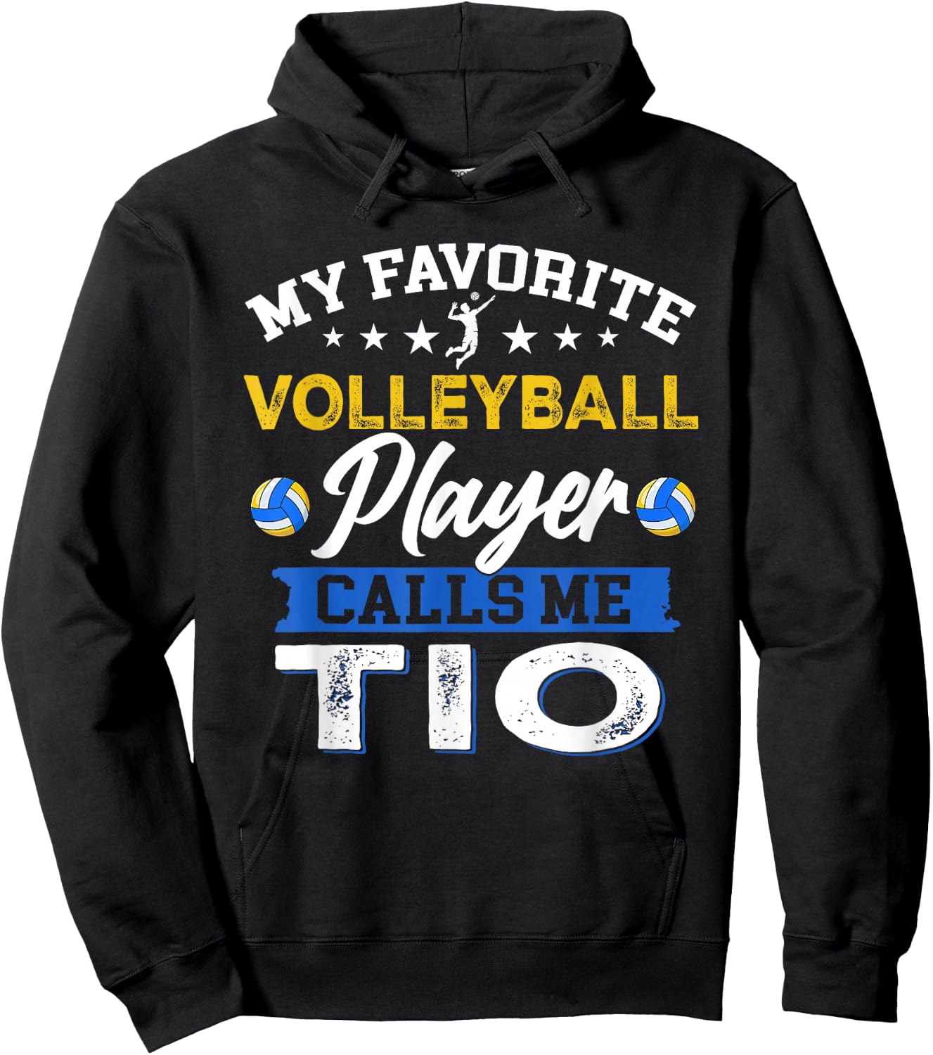 My Favorite Volleyball Player Calls Me TIO USA Flag Hoodie - Hoodie | Black