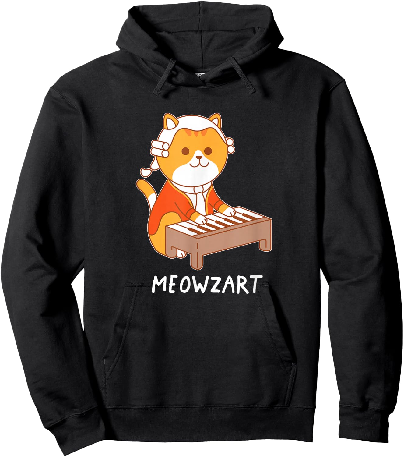 Meowzart Cat Pun Classical Music Piano Funny Hoodie - Hoodie | Black