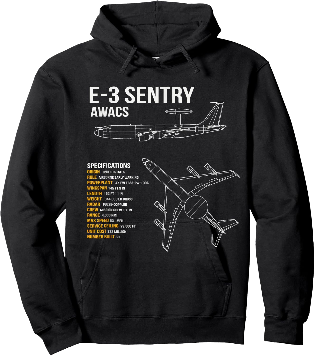 E-3 Sentry AWACS Hoodie - Hoodie | Black