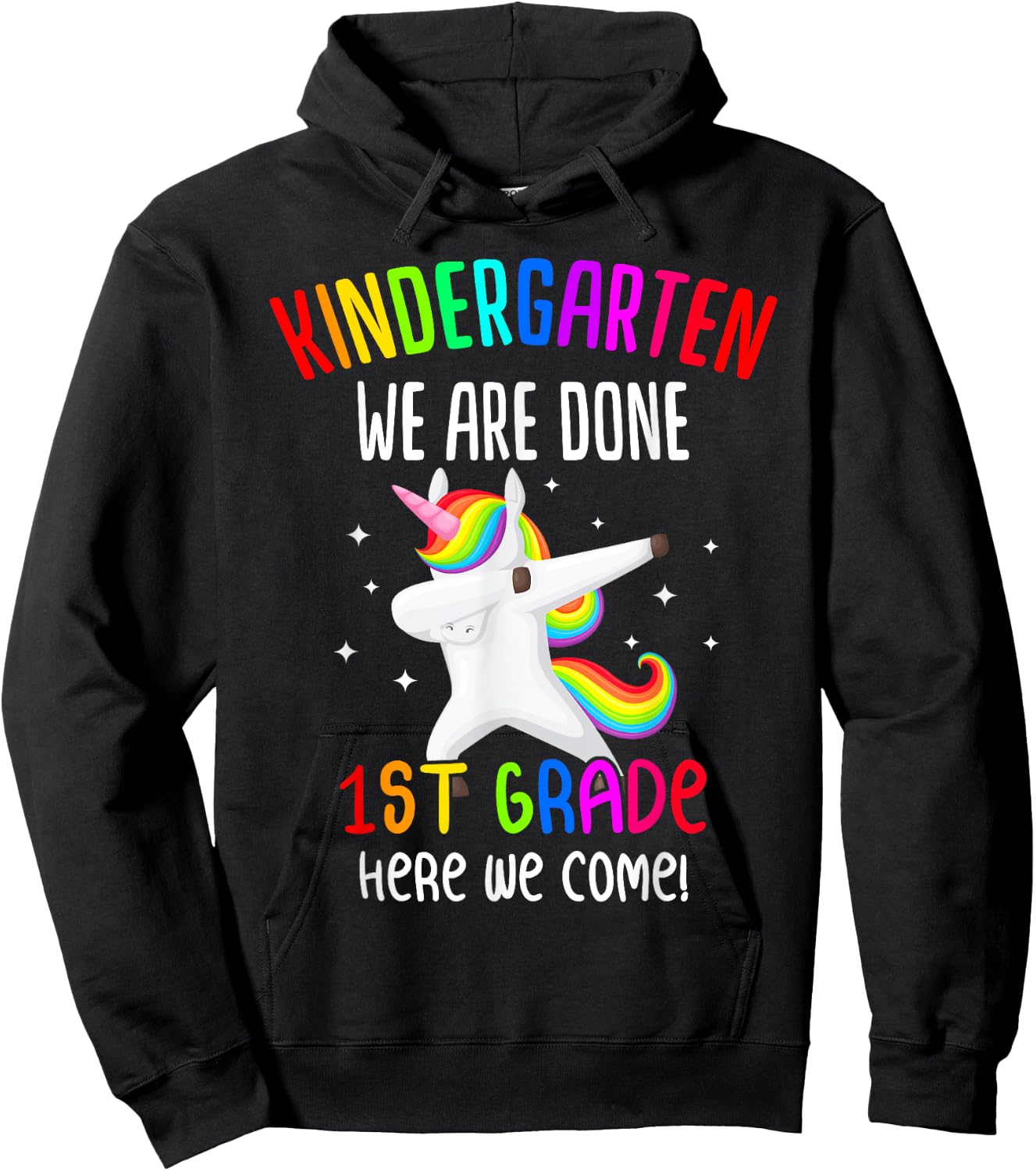 Kindergarten Graduation 1st Grade Unicorn Class of 2023 Girl Hoodie - Hoodie | Black