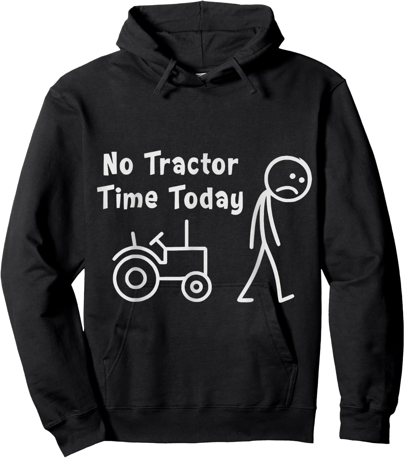 No Tractor Time Today Funny Farmer Stickman Minimalist Art Hoodie - Hoodie | Black