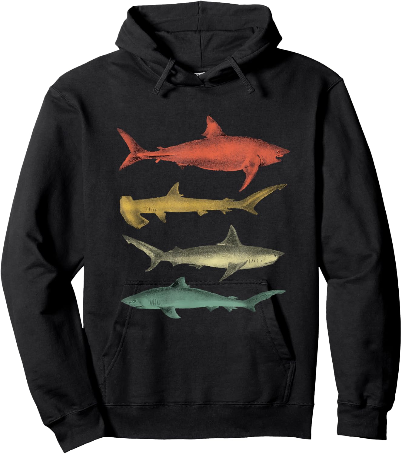 Shark Species Sharks White Shark Tiger Shark Bull Shark Hammer Shark Sea Hoodie - Hoodie | Black