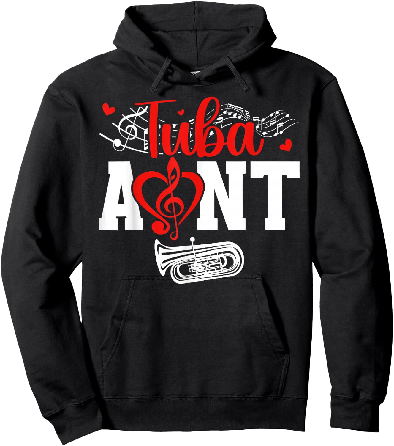 Tuba Aunt of A Tuba Player Auntie Heart Tubist Aunt Hoodie - Hoodie | Black