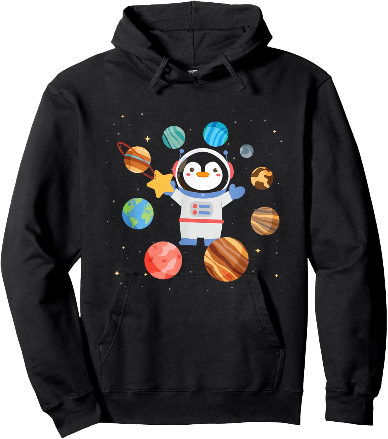 Cute Penguin Astronaut | Galaxy | Space Penguins Hoodie - Hoodie | Black