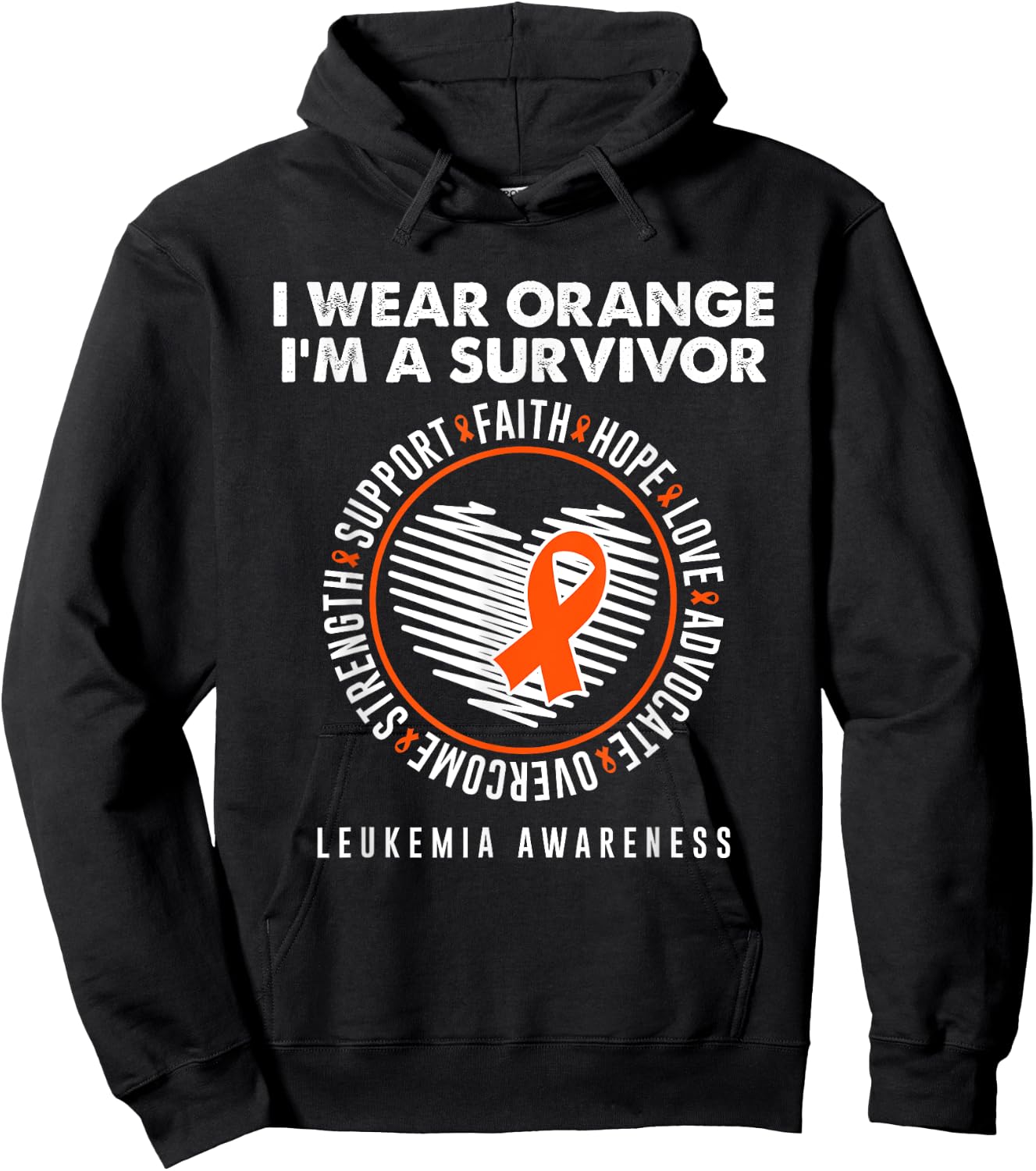 Wear Orange Ribbon Survivor Leukemia Blood Cancer Awareness Hoodie - Hoodie | Black