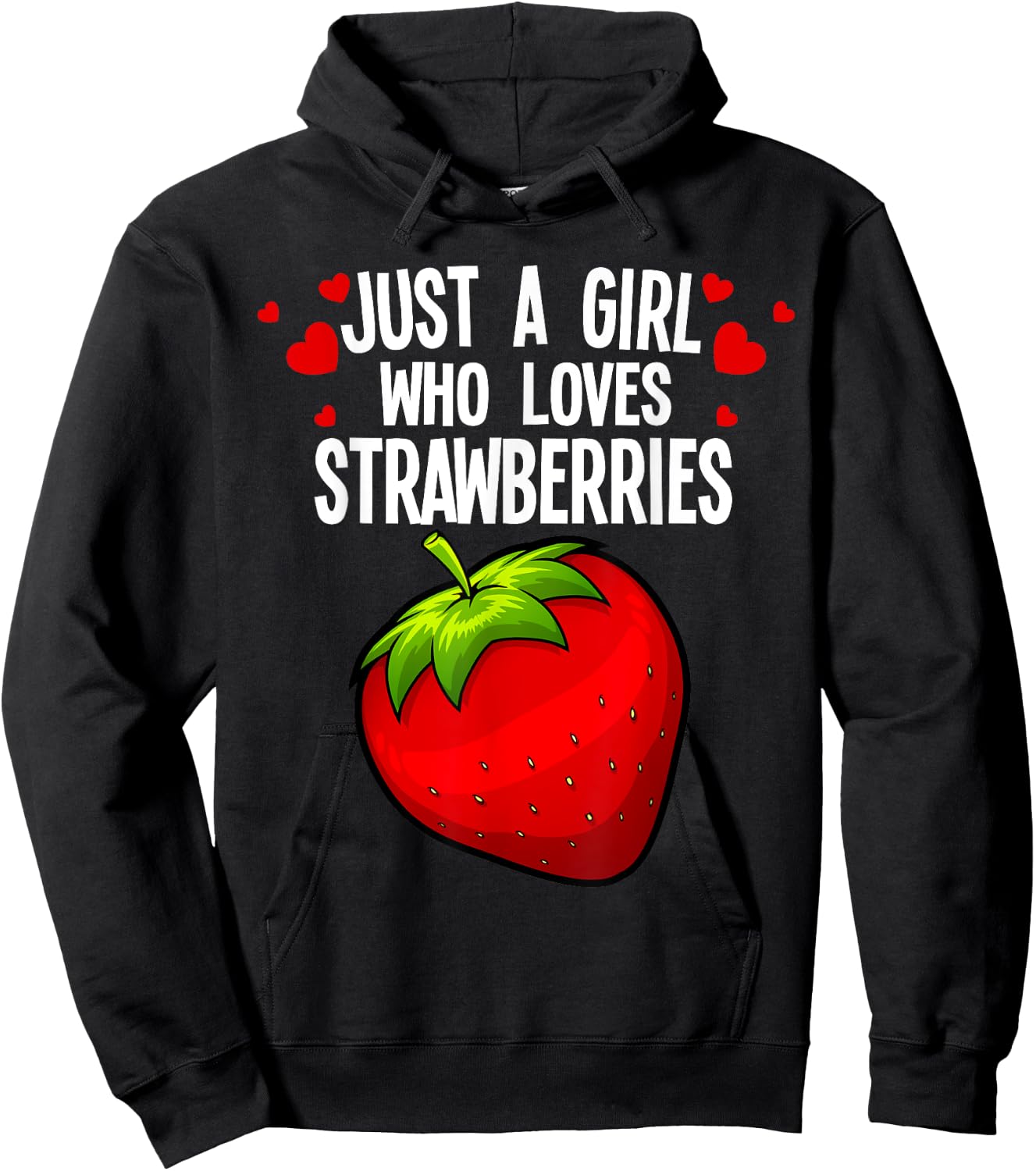 Funny Strawberry Girl Art Kids Strawberries Lovers Hoodie - Hoodie | Black