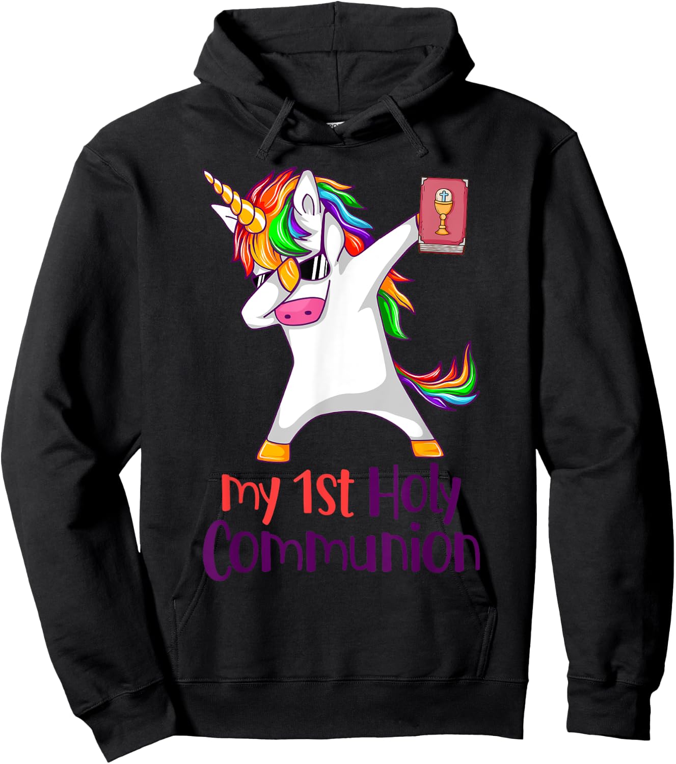 Dabbing Unicorn My 1st Holy Communion Christian Cute Unicorn Hoodie - Hoodie | Black