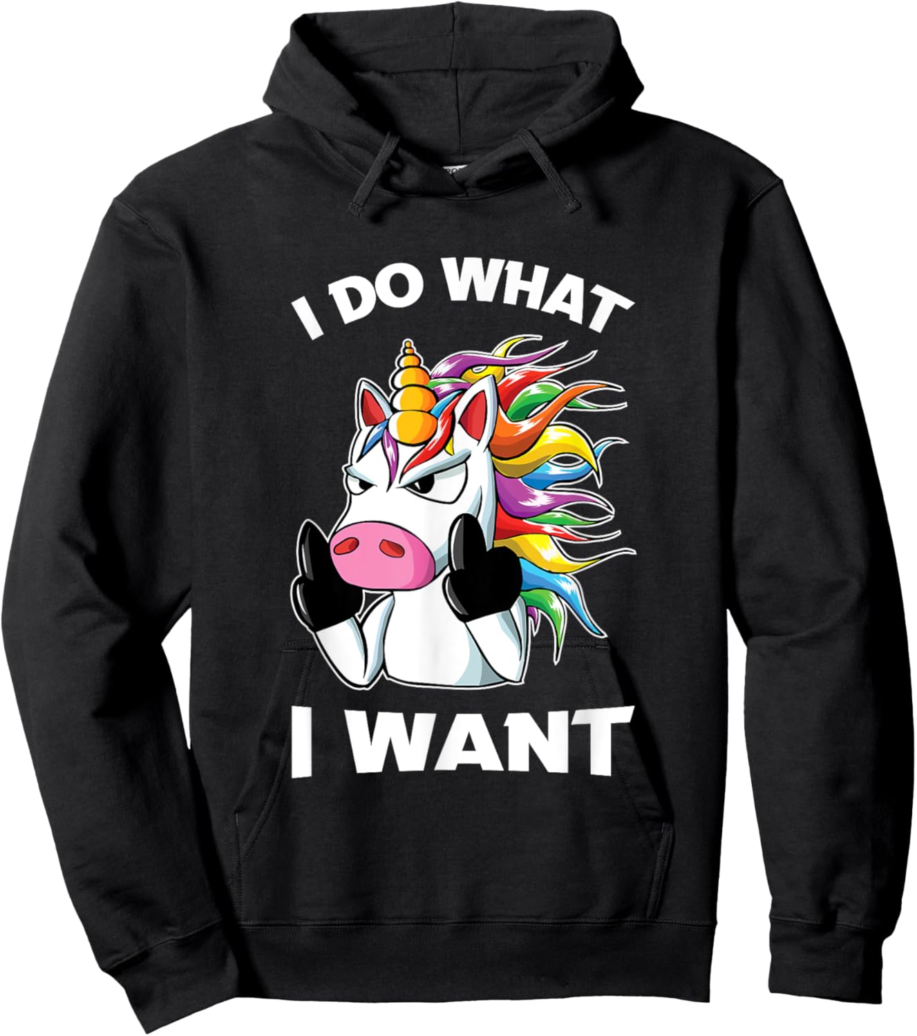 I Do What I Want Unicorn Funny Hoodie - Hoodie | Black