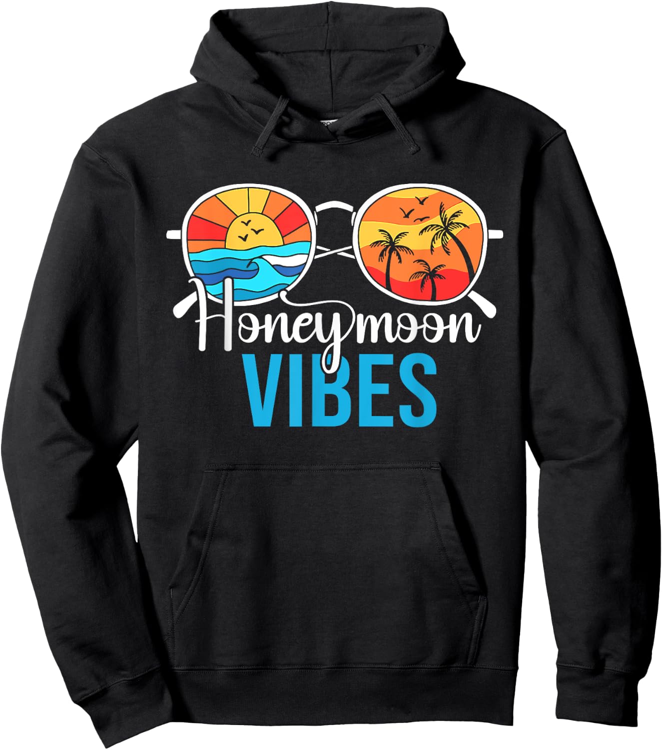 Honeymoon Vibes Couples Vacation Wedding Bride Groom Hoodie - Hoodie | Black