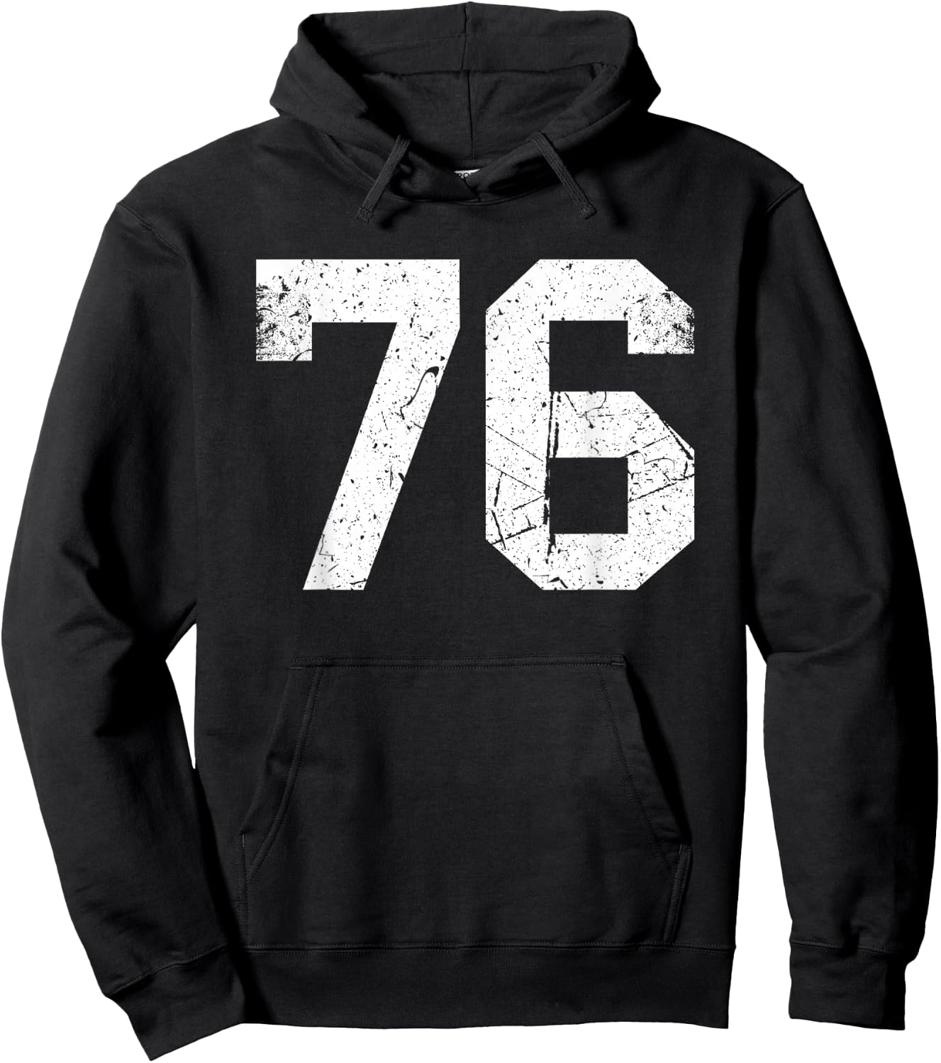 Vintage Sports Team Number #76 Hoodie - Hoodie | Black