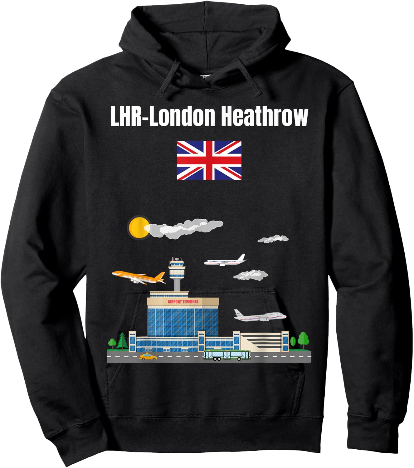 London Heathrow airport LHR airport nerd London souvenir Hoodie - Hoodie | Black