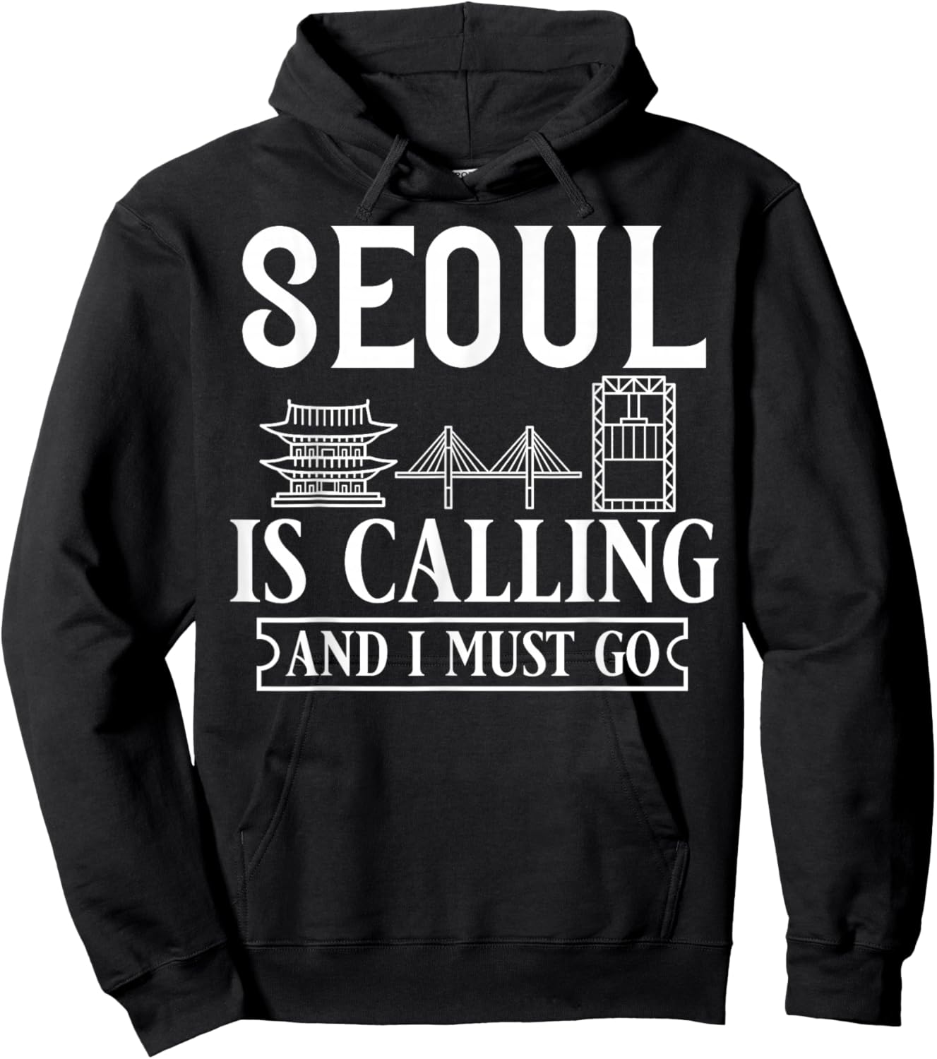 Seoul South Korea City Skyline Map Travel Hoodie - Hoodie | Black