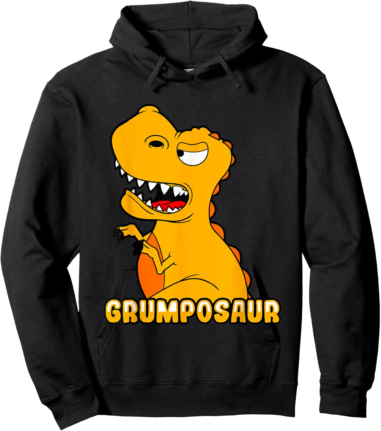 Grumpy Grumpo Dino fr Junge, Mdchen, Mann & Frau -Adults & Kids Black Short Sleeve Classic Fit Dinosaur-themed Hoodie - Hoodie | Black
