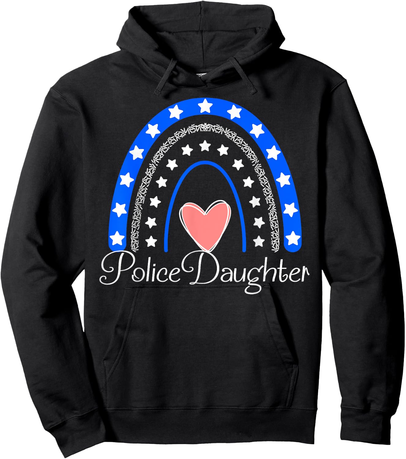 Police Daughter Boho Rainbow Funny Police Officer Daughter Hoodie - Hoodie | Black