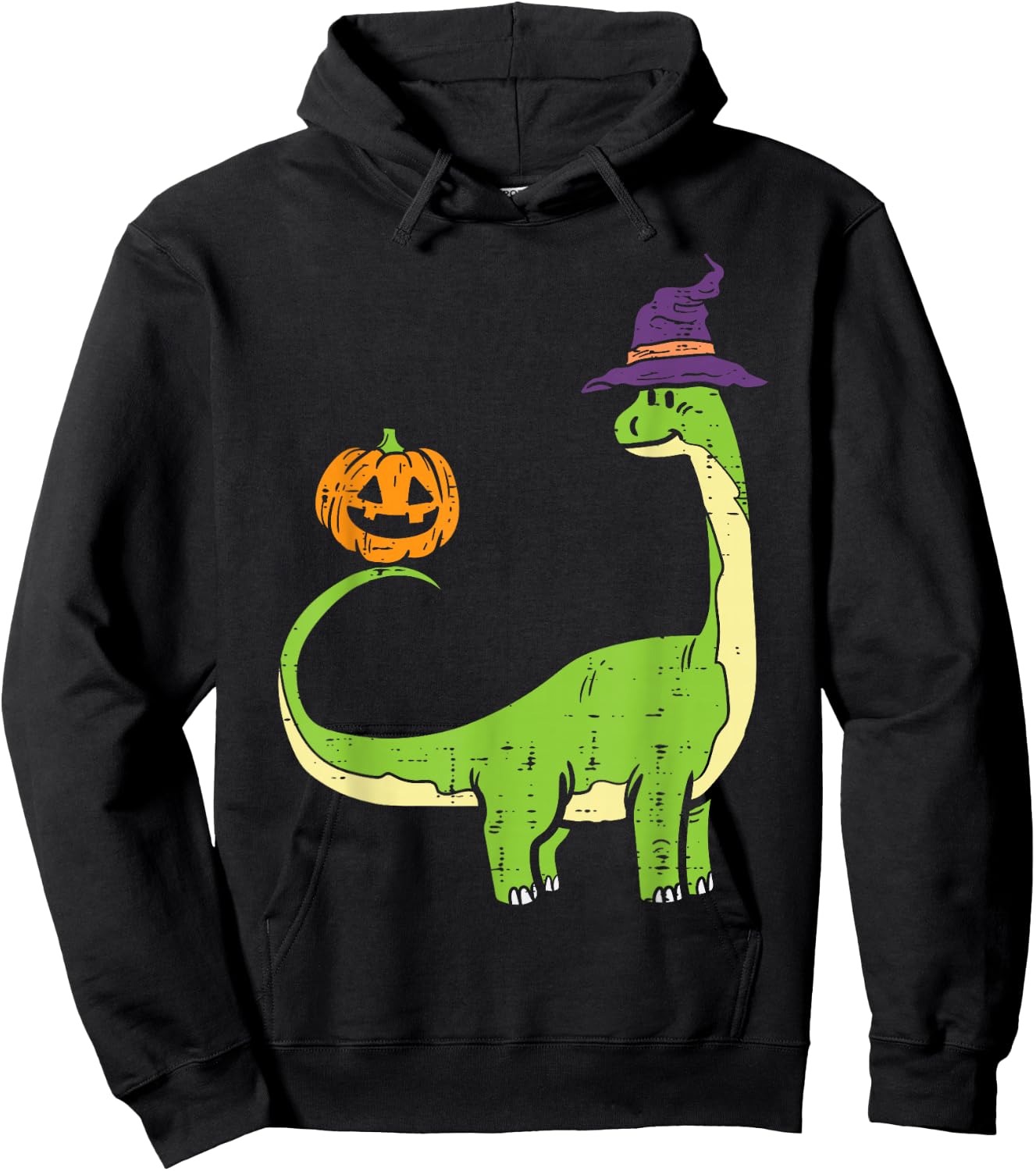 Brachiosaurus Witch Pumpkin Halloween Dinosaur Brontosaurus Hoodie - Hoodie | Black