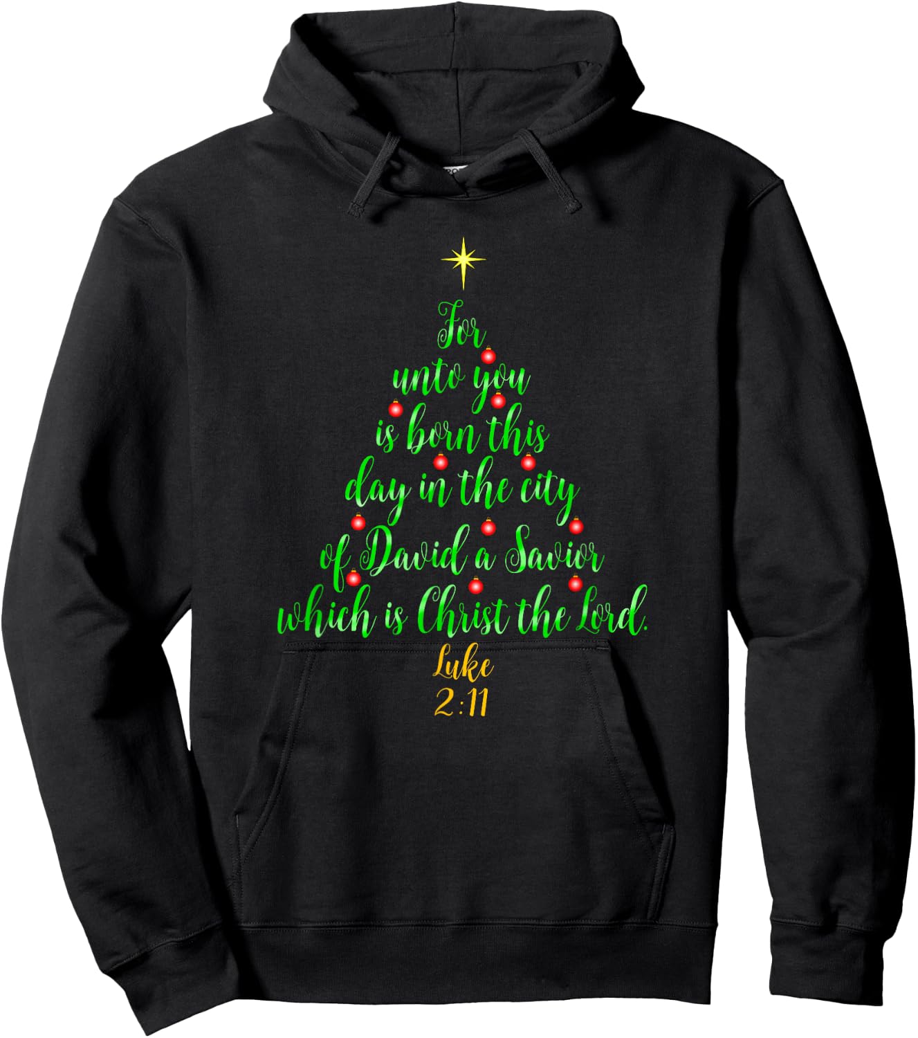 Christian Christmas Shirts Unto You Is Born A Savior Tree Hoodie - Hoodie | Black