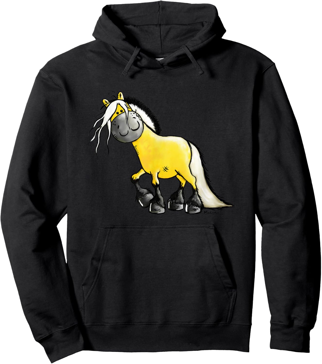 Happy Fjord Horse Cartoon Norwegian Horse I Fjord Horse Fun Hoodie - Hoodie | Black