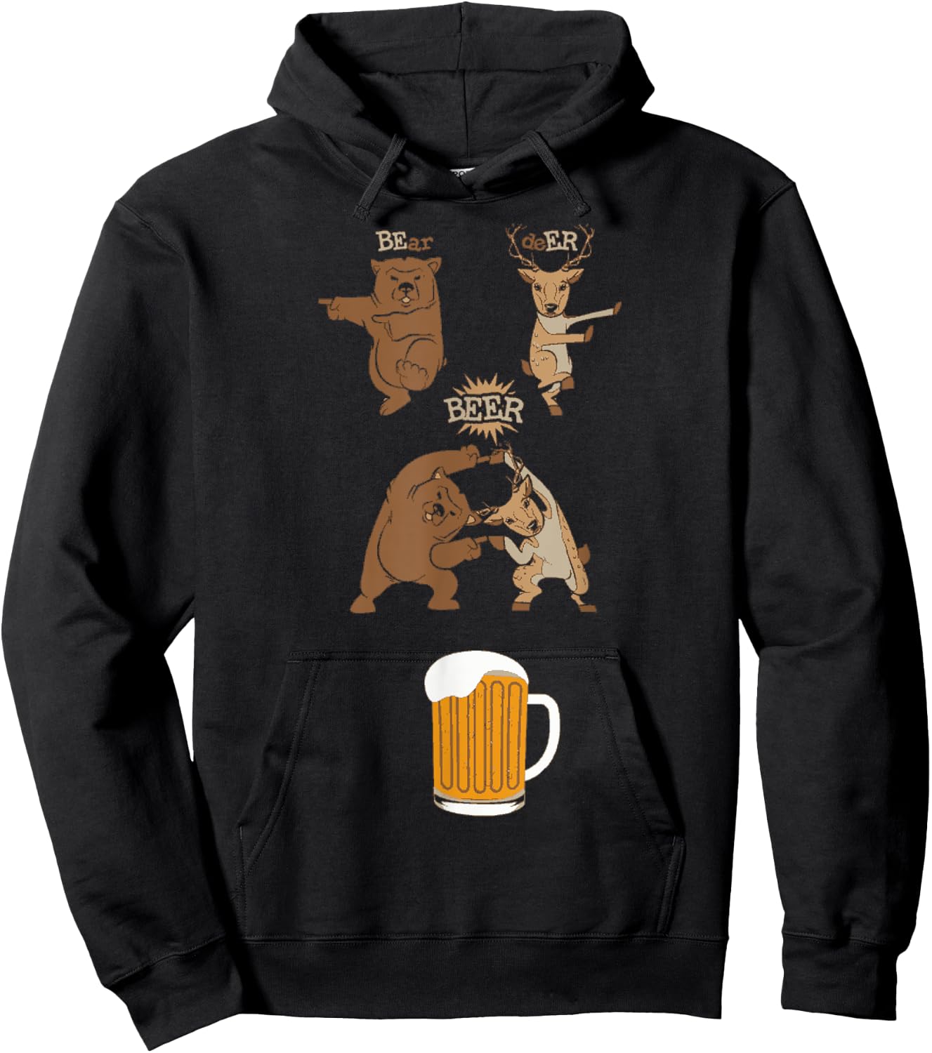 Funny Beer Saying Bear Deer Fusion Manga Hoodie - Hoodie | Black
