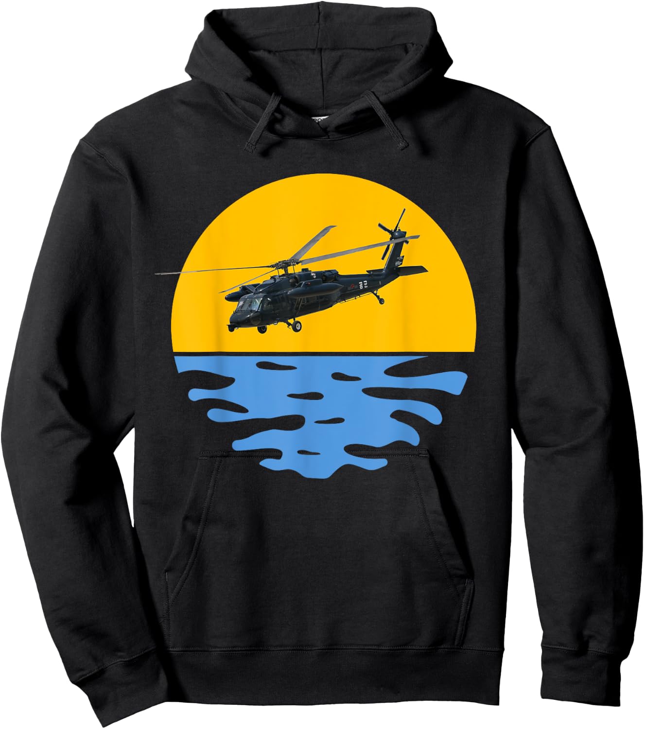 Sunset Army UH-60 Sikorsky Blackhawk Helicopter Pilot Gift Hoodie - Hoodie | Black