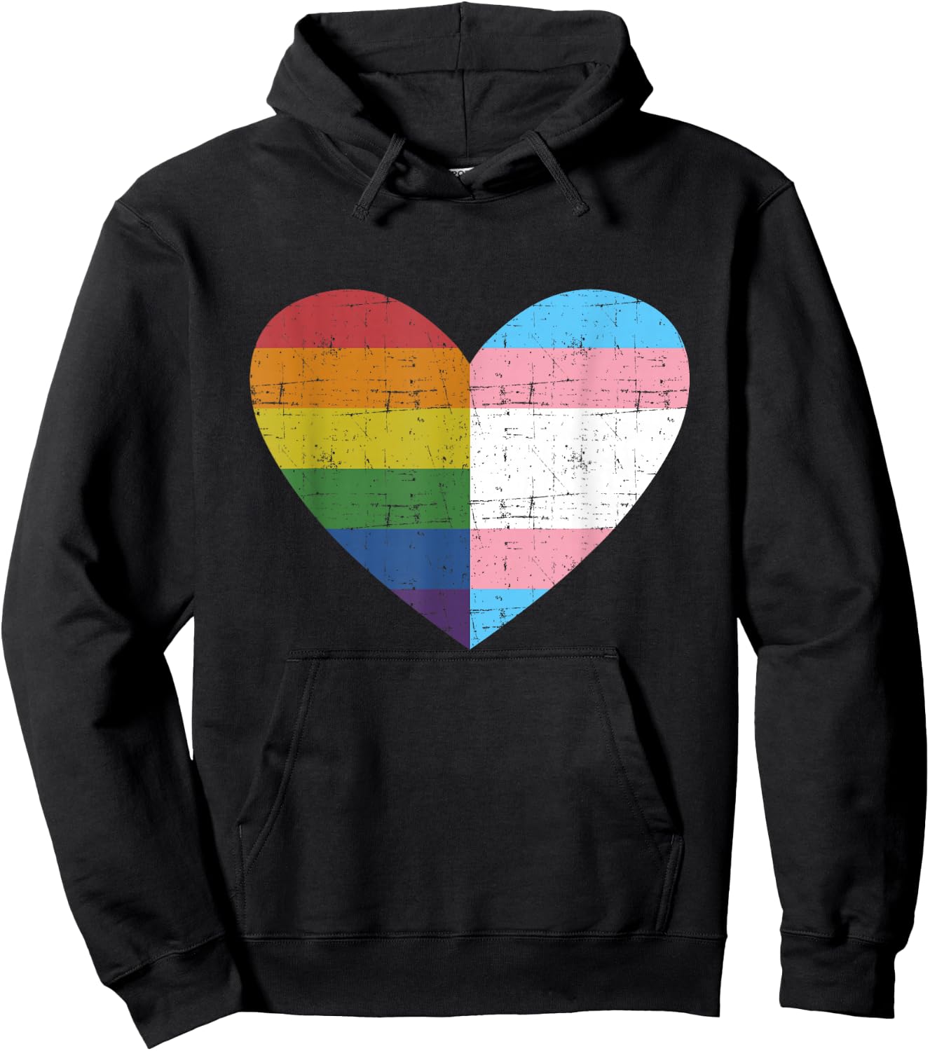 Heart with Rainbow and Transgender Flag for Pride Month Small Hoodie - Hoodie | Black