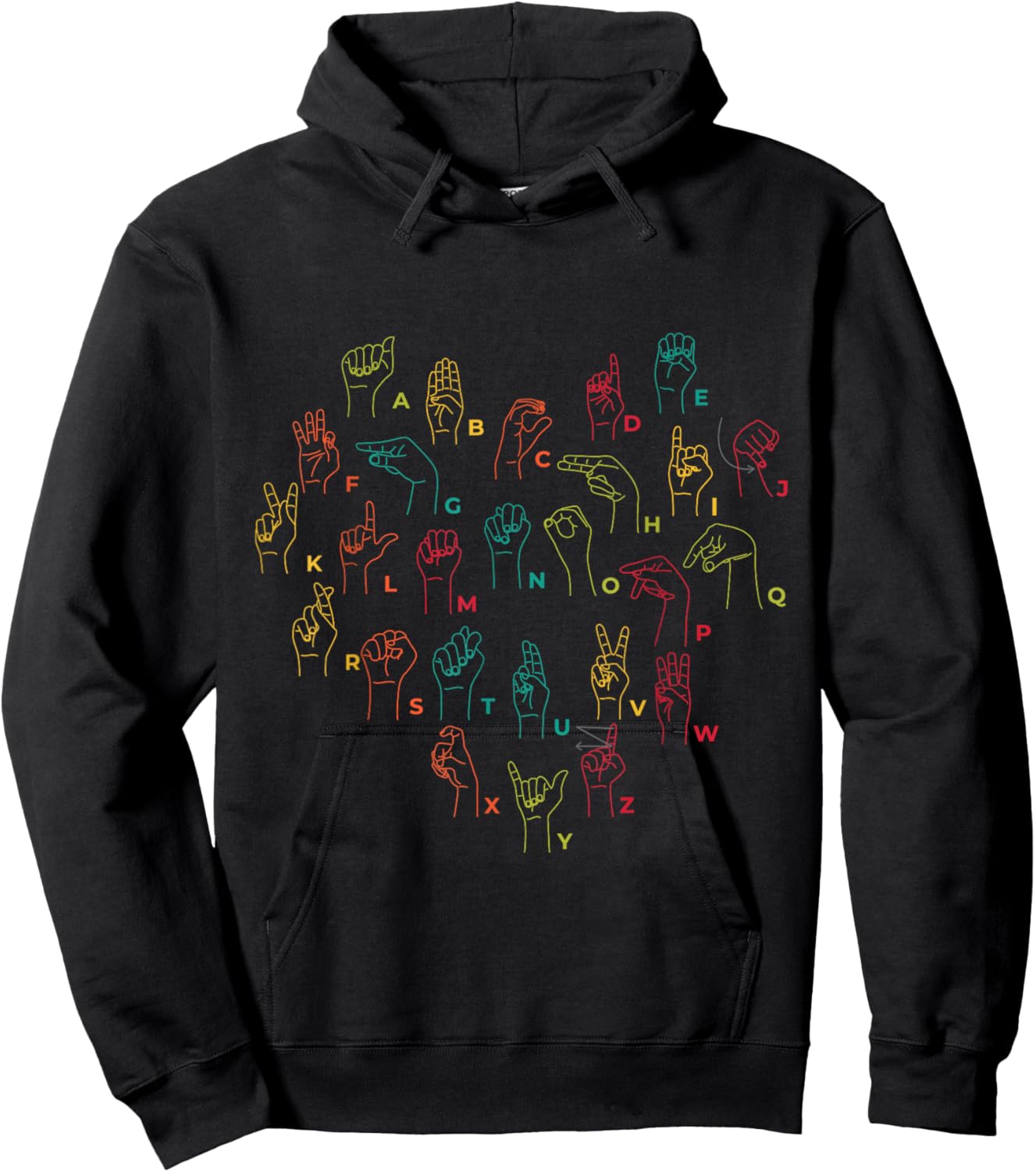 ASL ILY Heart Sign Language Interpreter Deaf ASL Teacher Hoodie - Hoodie | Black