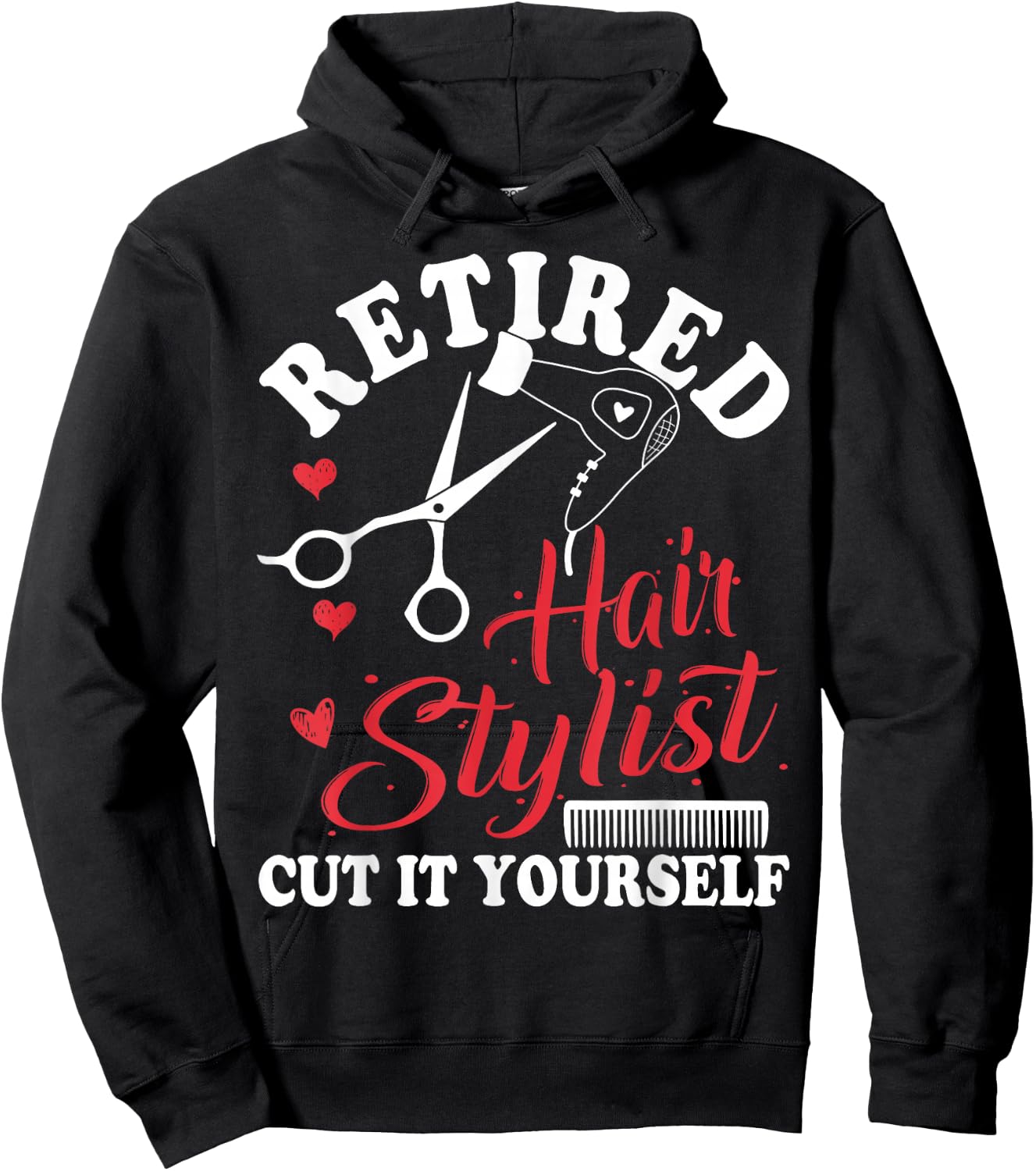Retired Hair Stylist Hairdresser Retirement Party Gift Hoodie - Hoodie | Black