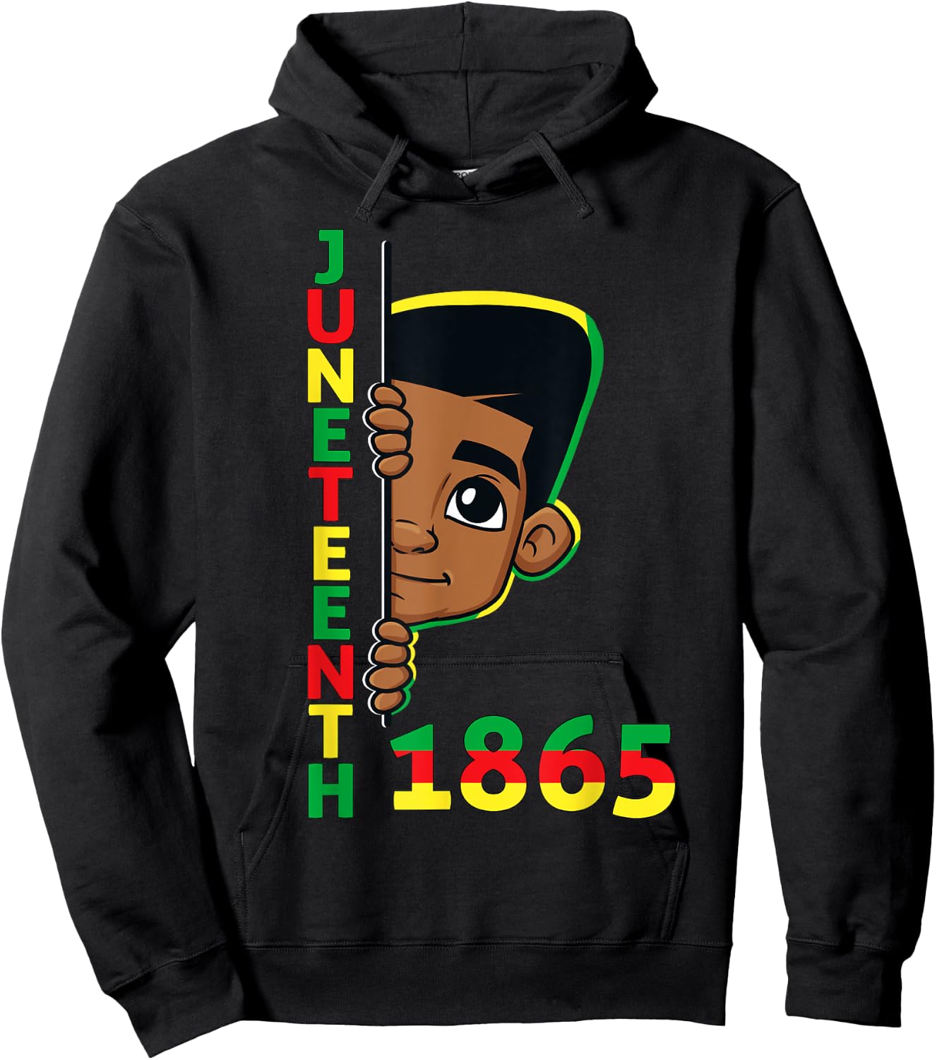Juneteenth Celebrating 1865 Cool Brown Skin King Boys Kids Hoodie - Hoodie | Black