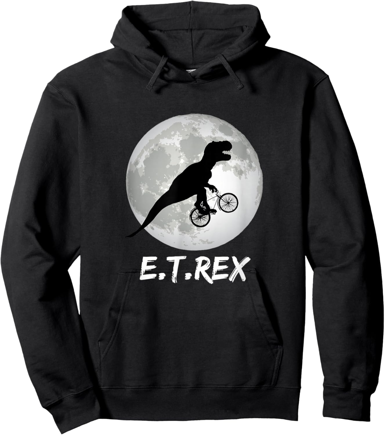 E.T. Rex Funny Dinosaur Shirt T-Rex on Bike Over The Moon Hoodie - Hoodie | Black