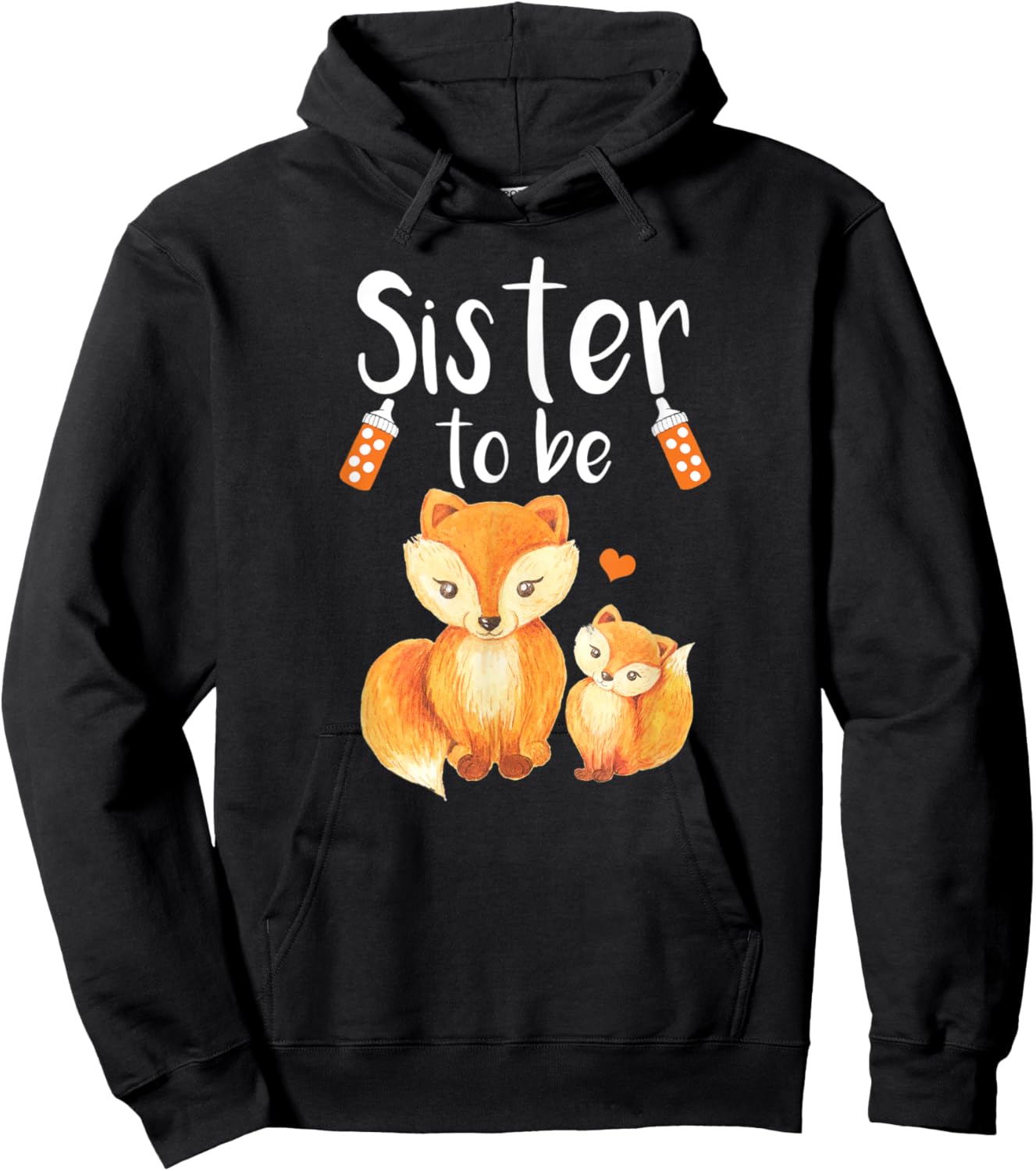Sister To Be Fox Baby Shower Cute Forest Animal Hoodie - Hoodie | Black