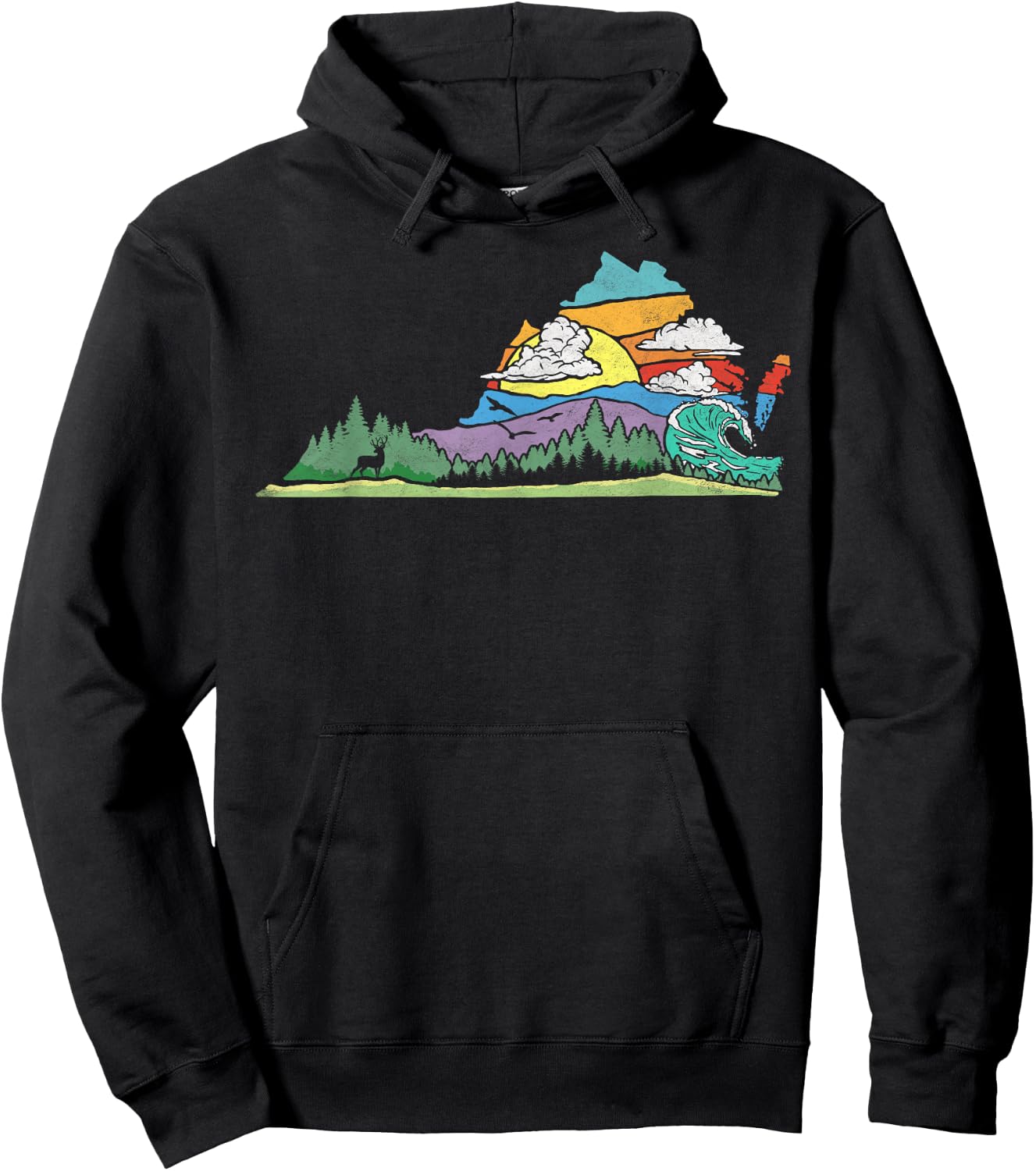 Vintage Virginia Outdoors & Nature Lover Retro 80s Graphic Hoodie - Hoodie | Black