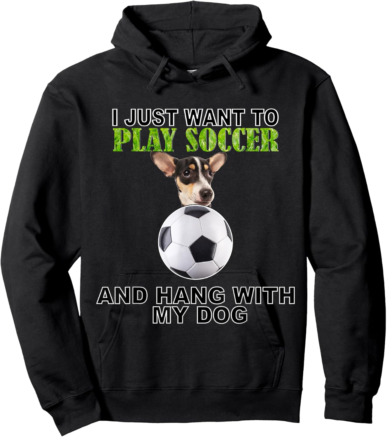Play Soccer Hang W Dog Rat Terrier Hoodie - Hoodie | Black