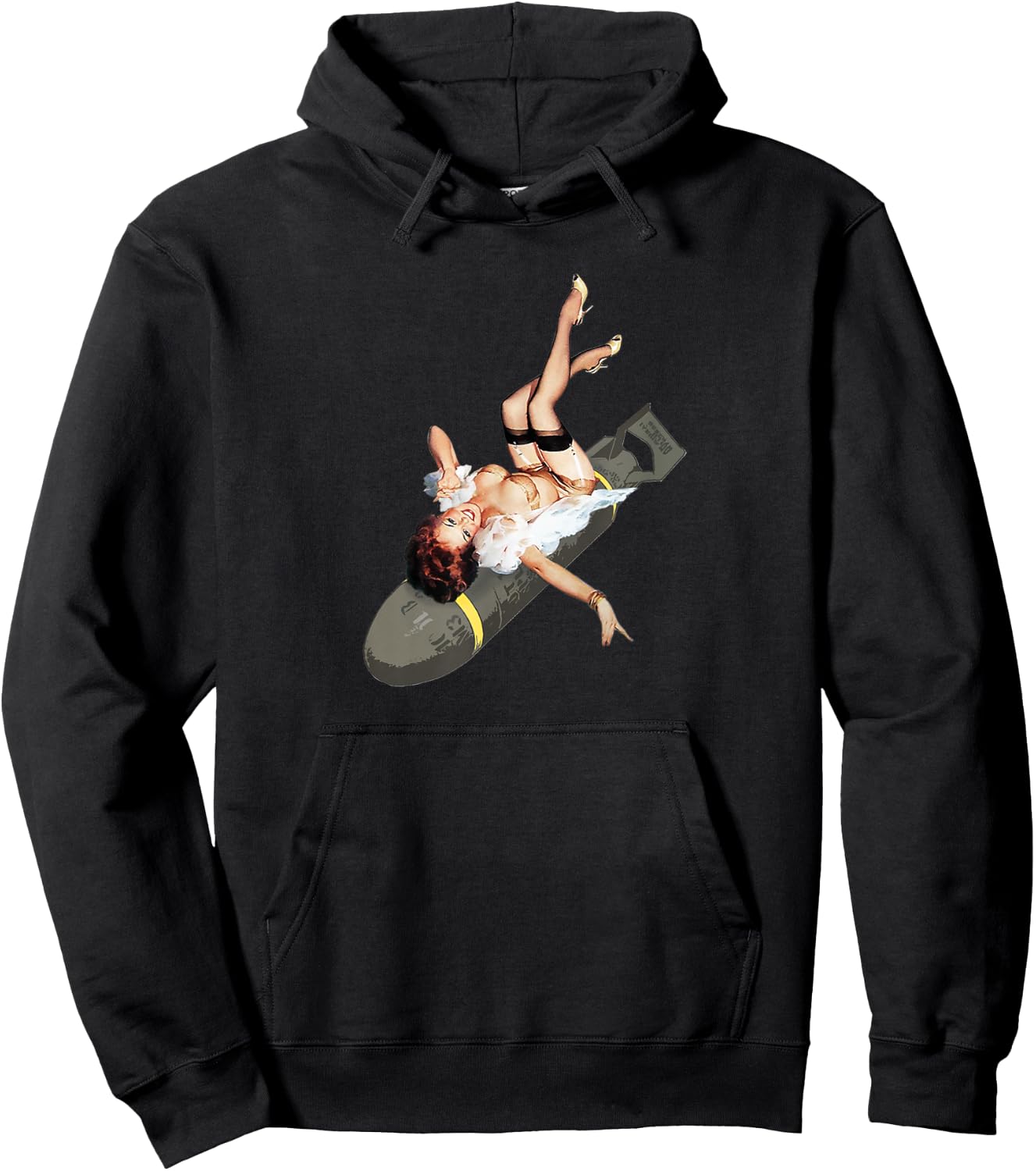 Pinup Girl Bombs Away WW2 Vintage Poster Hoodie - Hoodie | Black