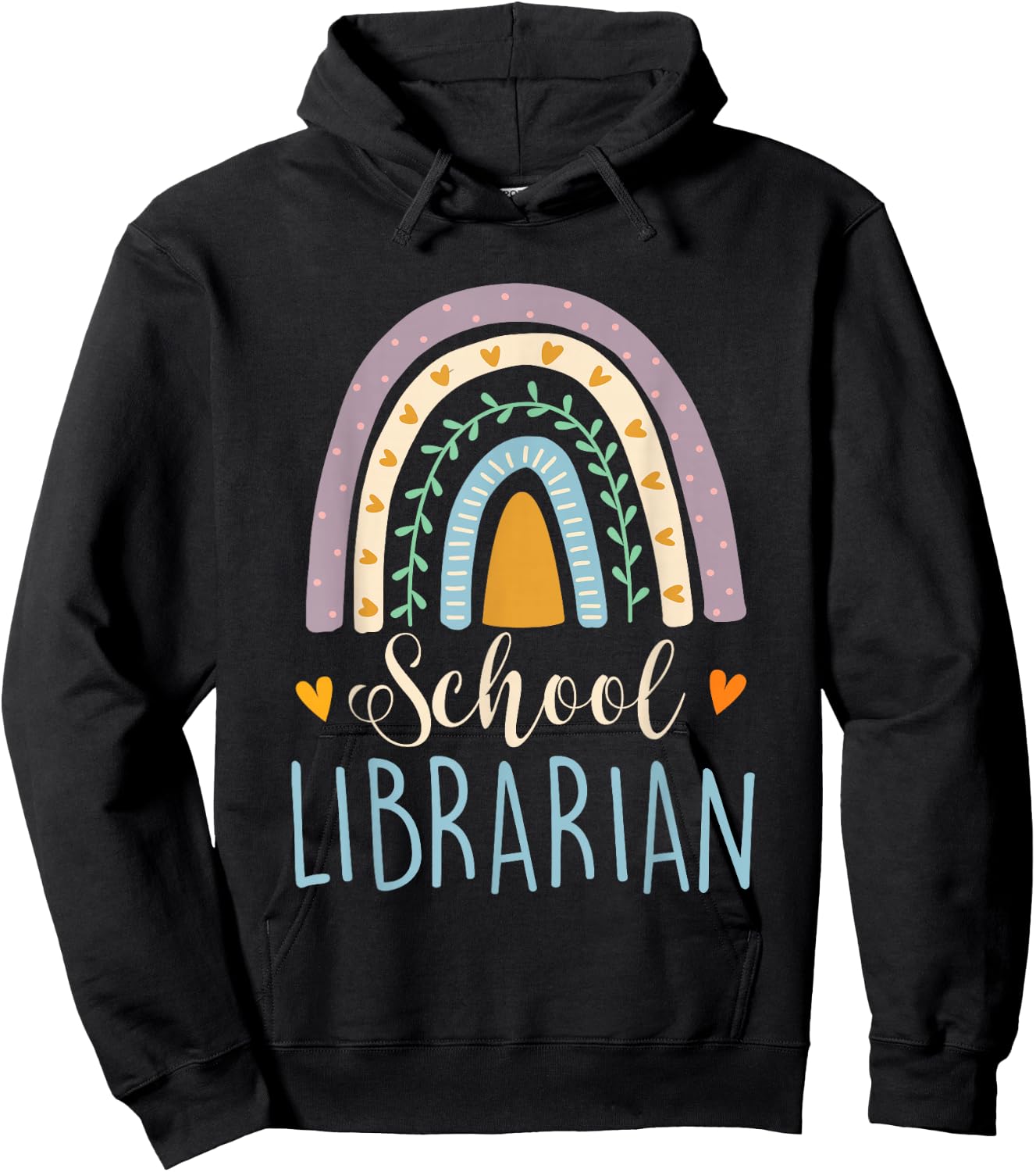 School Librarian - Rainbow Books Book Lover Library Worker Hoodie - Hoodie | Black