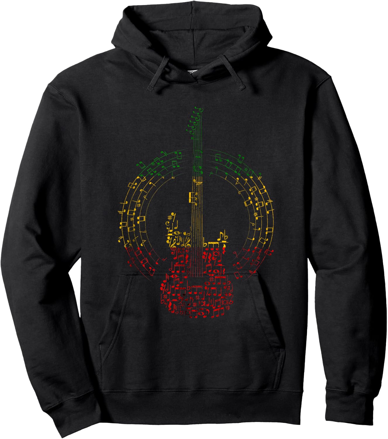 Reggaeton Guitar Rastafarian Music Note Rasta Reggae Hoodie - Hoodie | Black