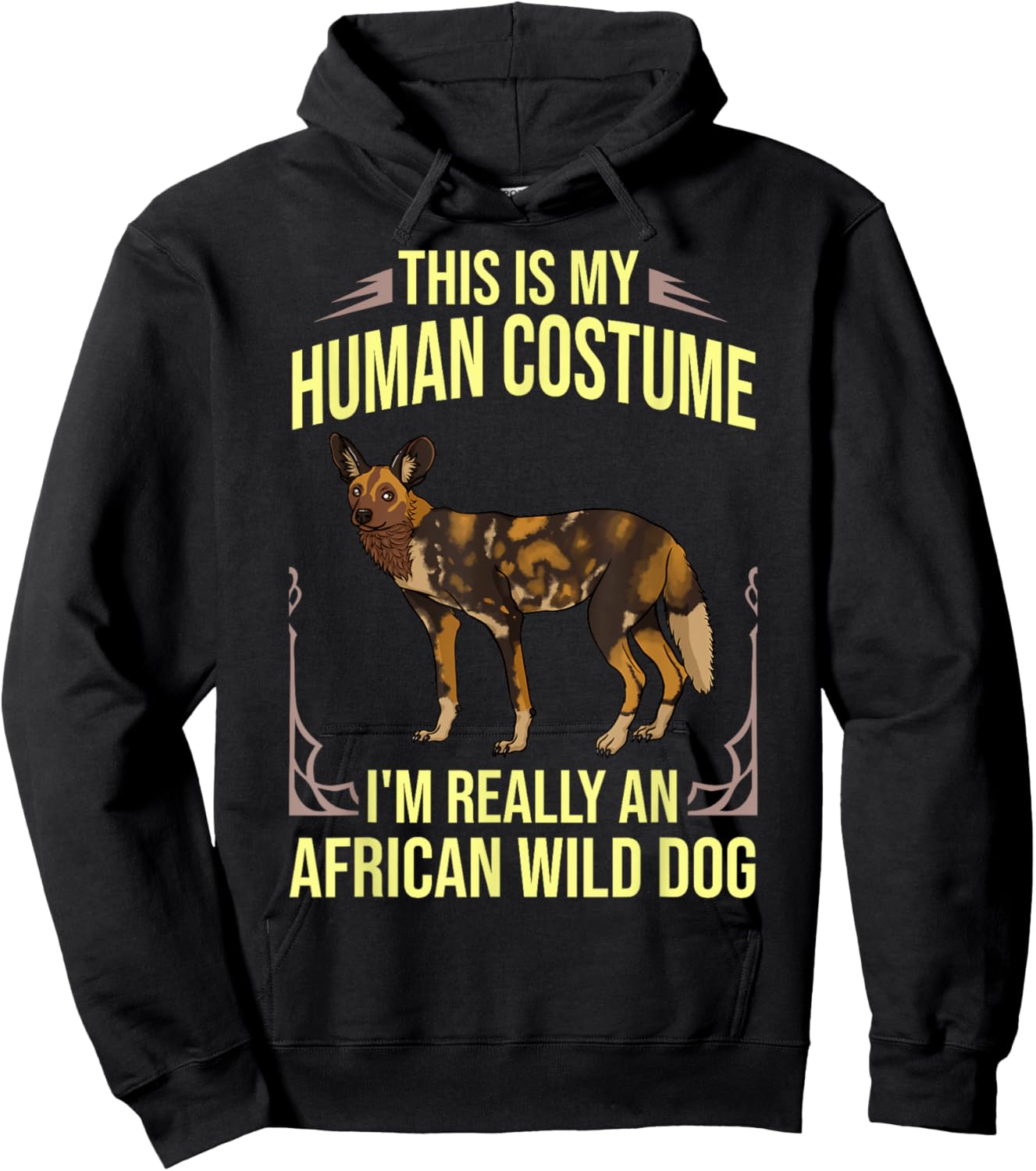 African Wild Dog Gift African Painted Dog Pup Hoodie - Hoodie | Black