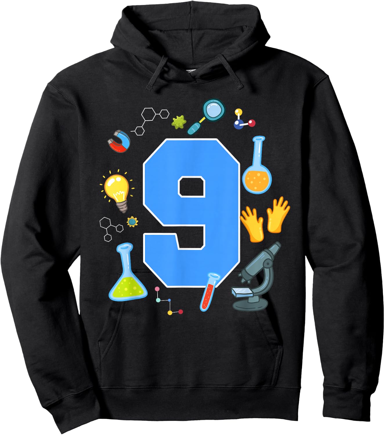 9th Birthday Science Theme 9 Year Old Future Scientist Hoodie - Hoodie | Black