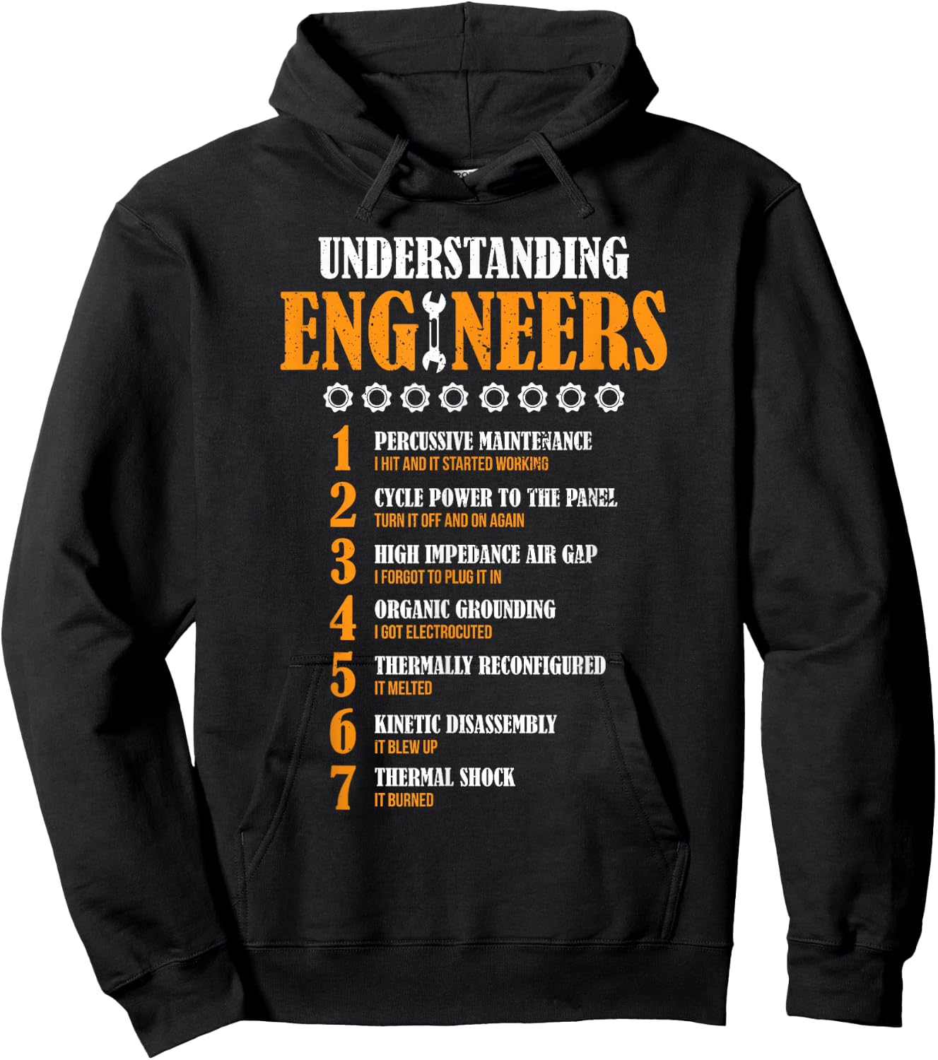 Understanding Engineers Lists Funny Engineer - Men's Black Distressed Funny Design Short Sleeve - Small Hoodie - Hoodie | Black