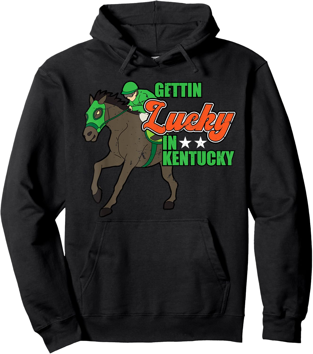 Vintage Getting Lucky In Kentucky Funny Horse Racing Lover Hoodie - Hoodie | Black