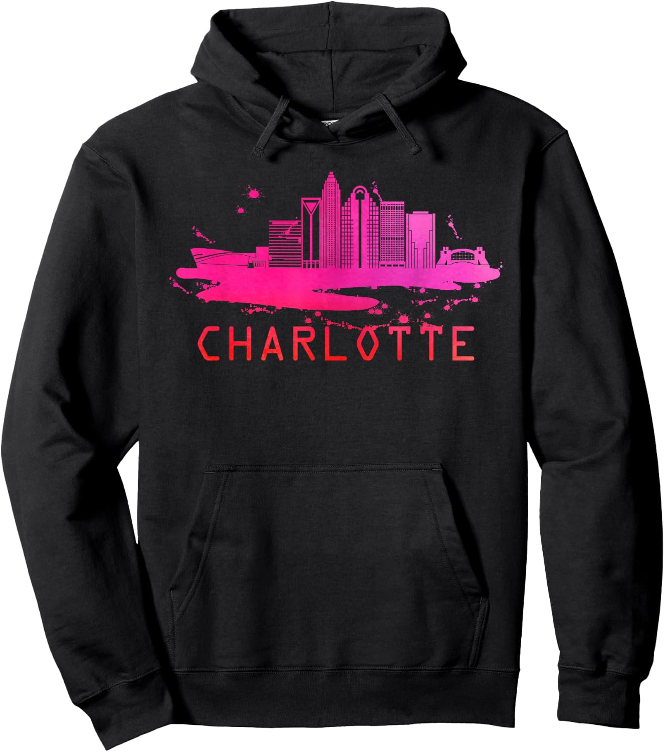 Modern Charlotte Cityscape Souvenir - Charlotte Skyline Hoodie - Hoodie | Black