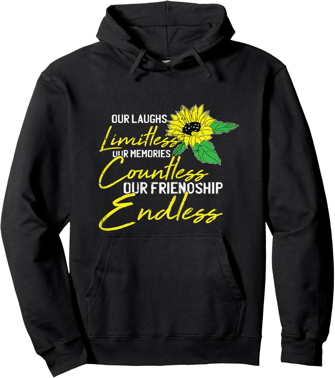 Friendship Best-Friend Cute Sunflower Bestie BFF Matching Hoodie - Hoodie | Black