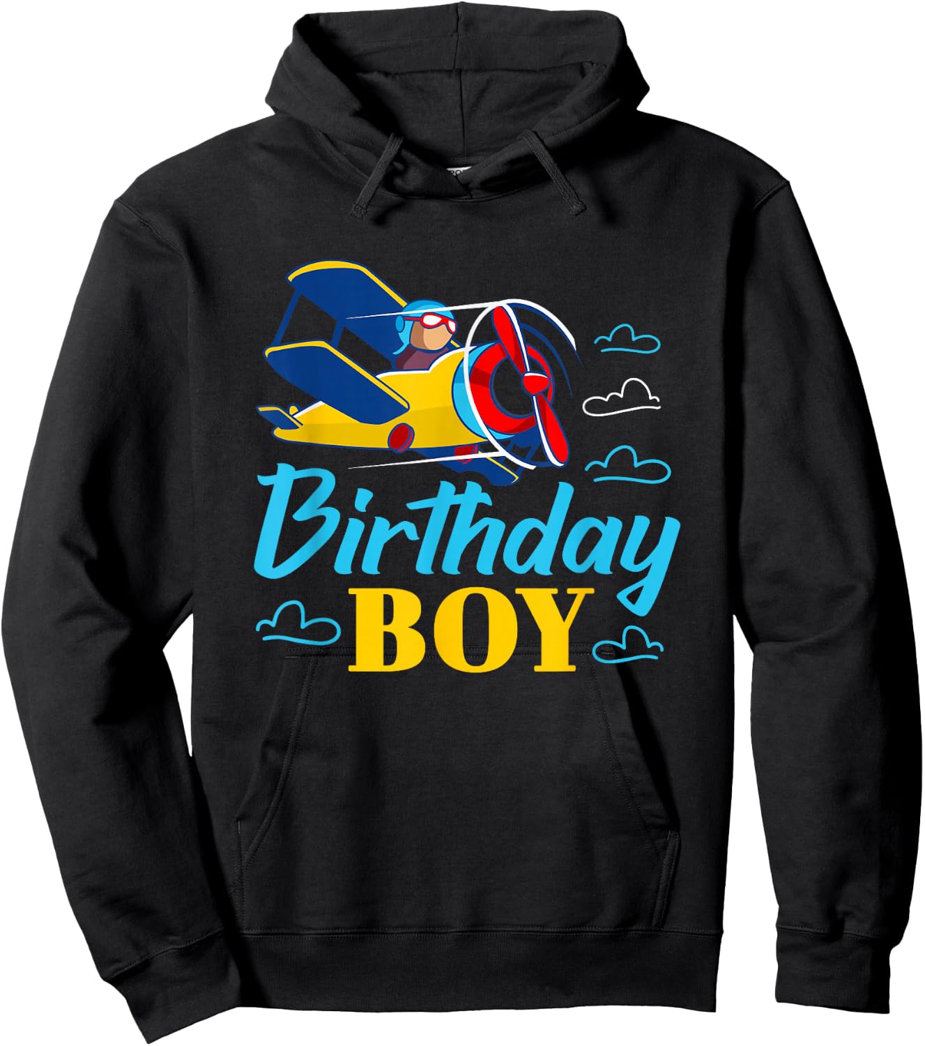 Birthday Boy Airplanes Party Gift Decorations Supplies Kids Hoodie - Hoodie | Black