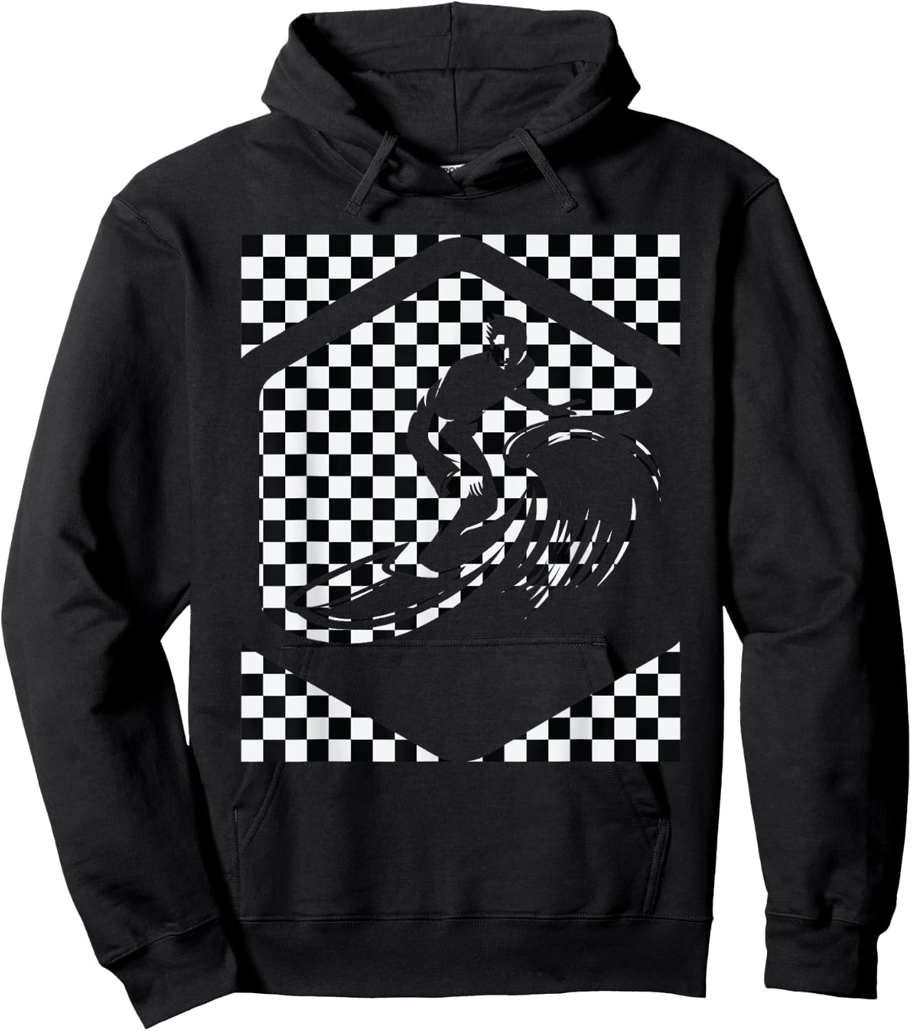 Checkered Surfer Black And White Checker For Surf and Skate Hoodie - Hoodie | Black