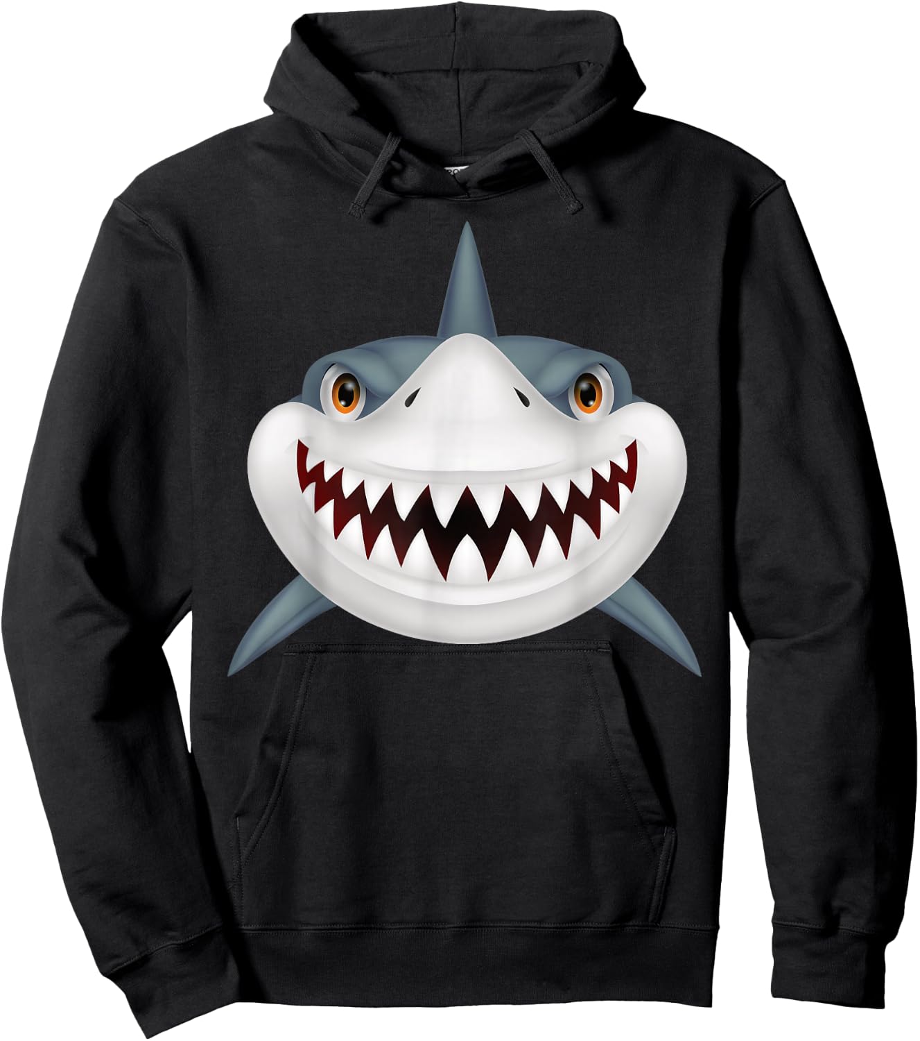 Shark Front Face with Devil Smile For Halloween Costume Hoodie - Hoodie | Black