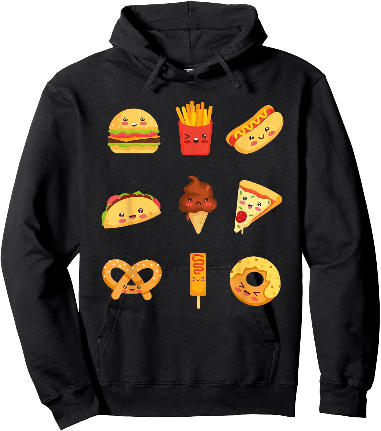 Cute Kawaii food collection for food lovers Hoodie - Hoodie | Black