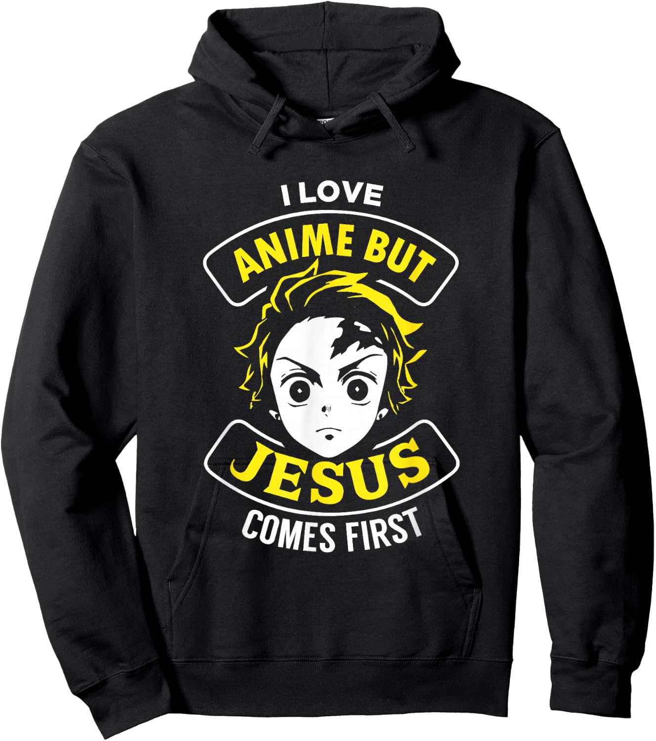 I Love Anime But Jesus Comes First - Christian Japan Yellow Hoodie - Hoodie | Black