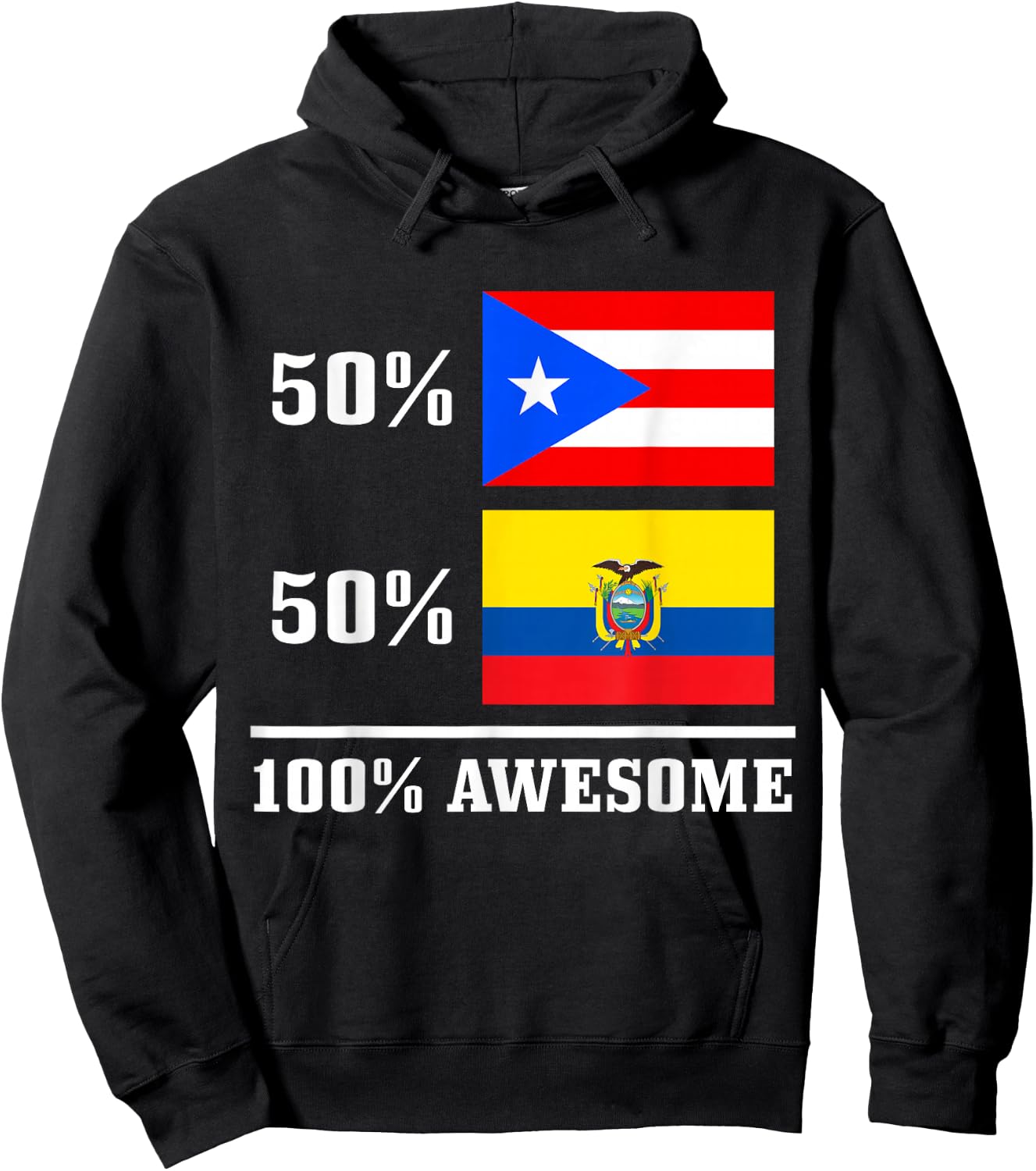 50% Puerto Rico 50% Ecuador Puerto Rican Ecuadorian Pride Hoodie - Hoodie | Black