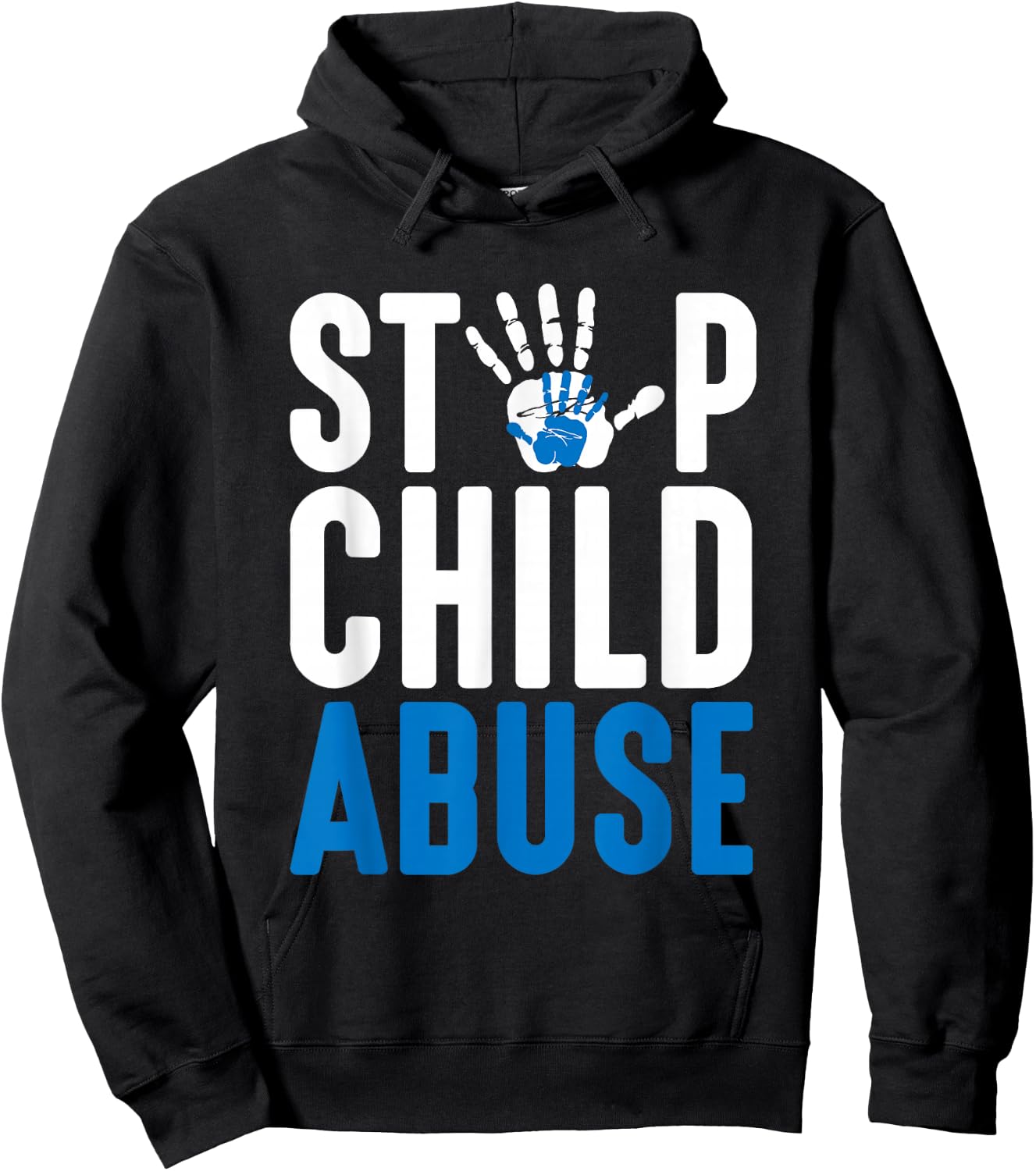 Blue Ribbon Stop Child Misuse Prevention Month Awareness Hoodie - Hoodie | Black