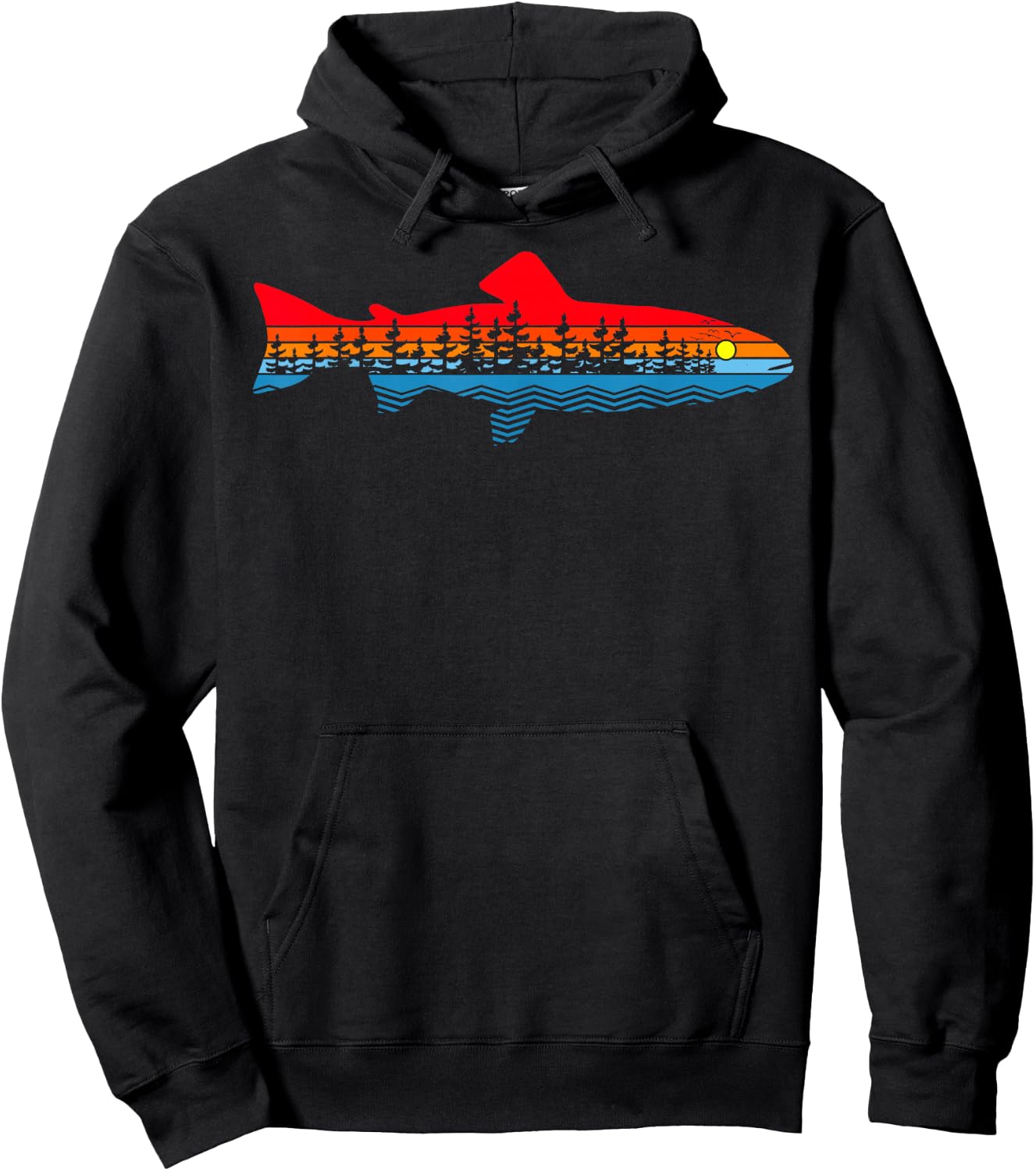 Vintage Nature Outdoor Fishing - Fisher Trout Fish Hoodie - Hoodie | Black