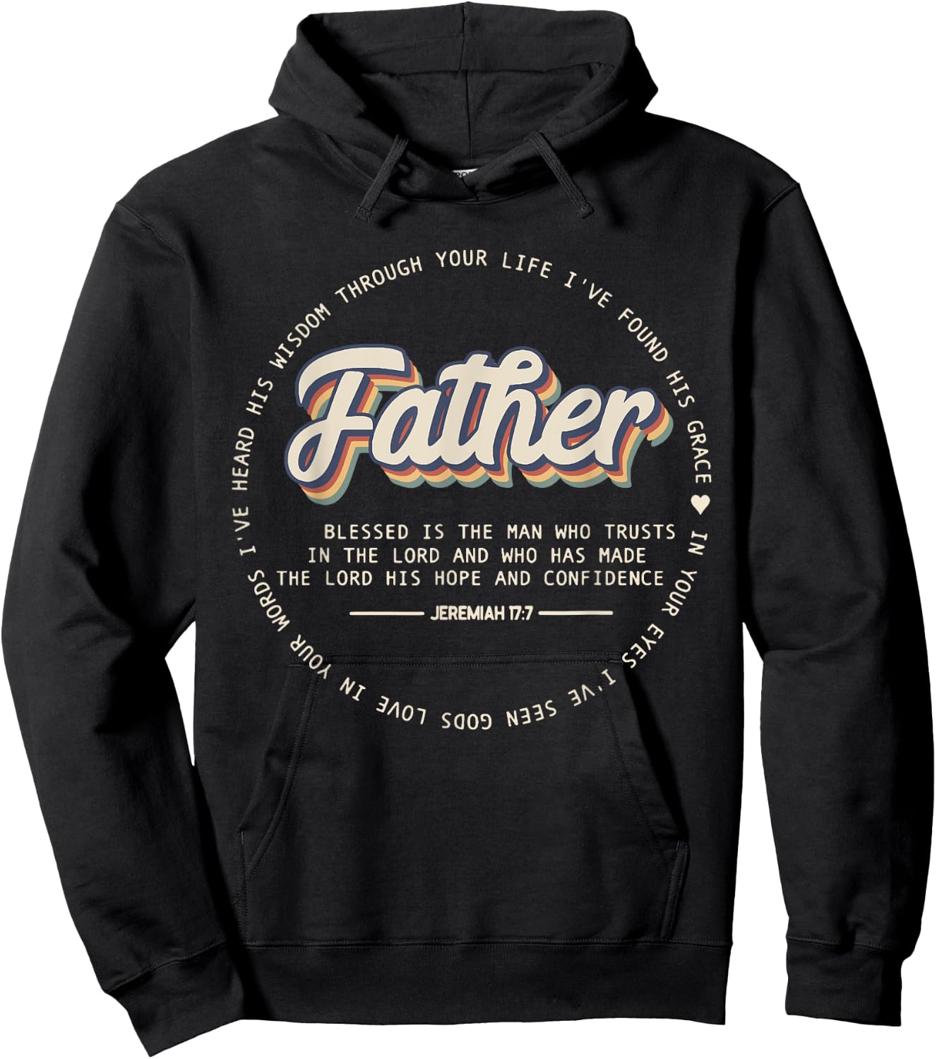 Retro Fathers Day Jeremiah Dad Noun Bible Verse Quote Hoodie - Hoodie | Black