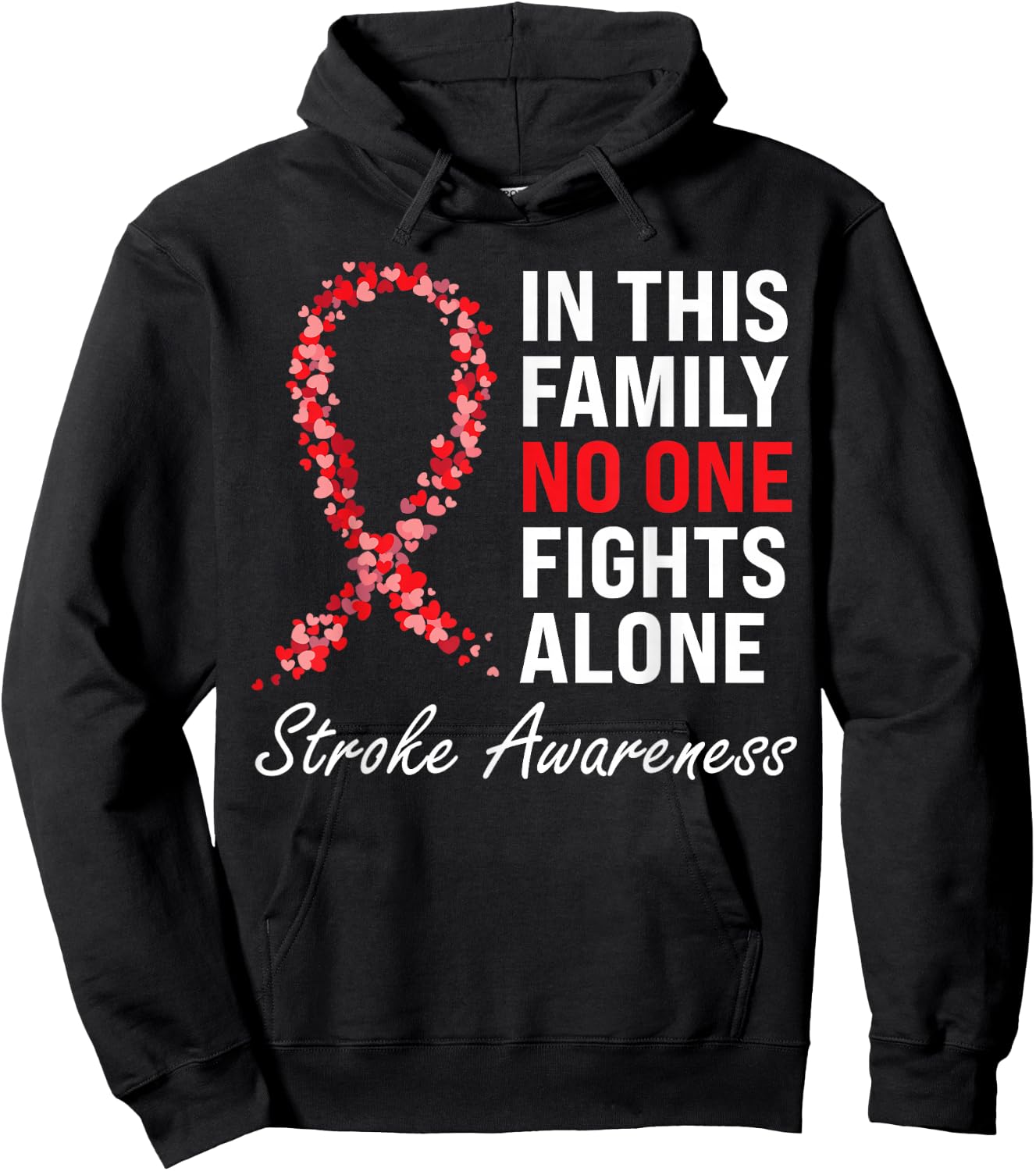 Stroke Survivor Stroke Awareness Red Ribbon Hoodie - Hoodie | Black